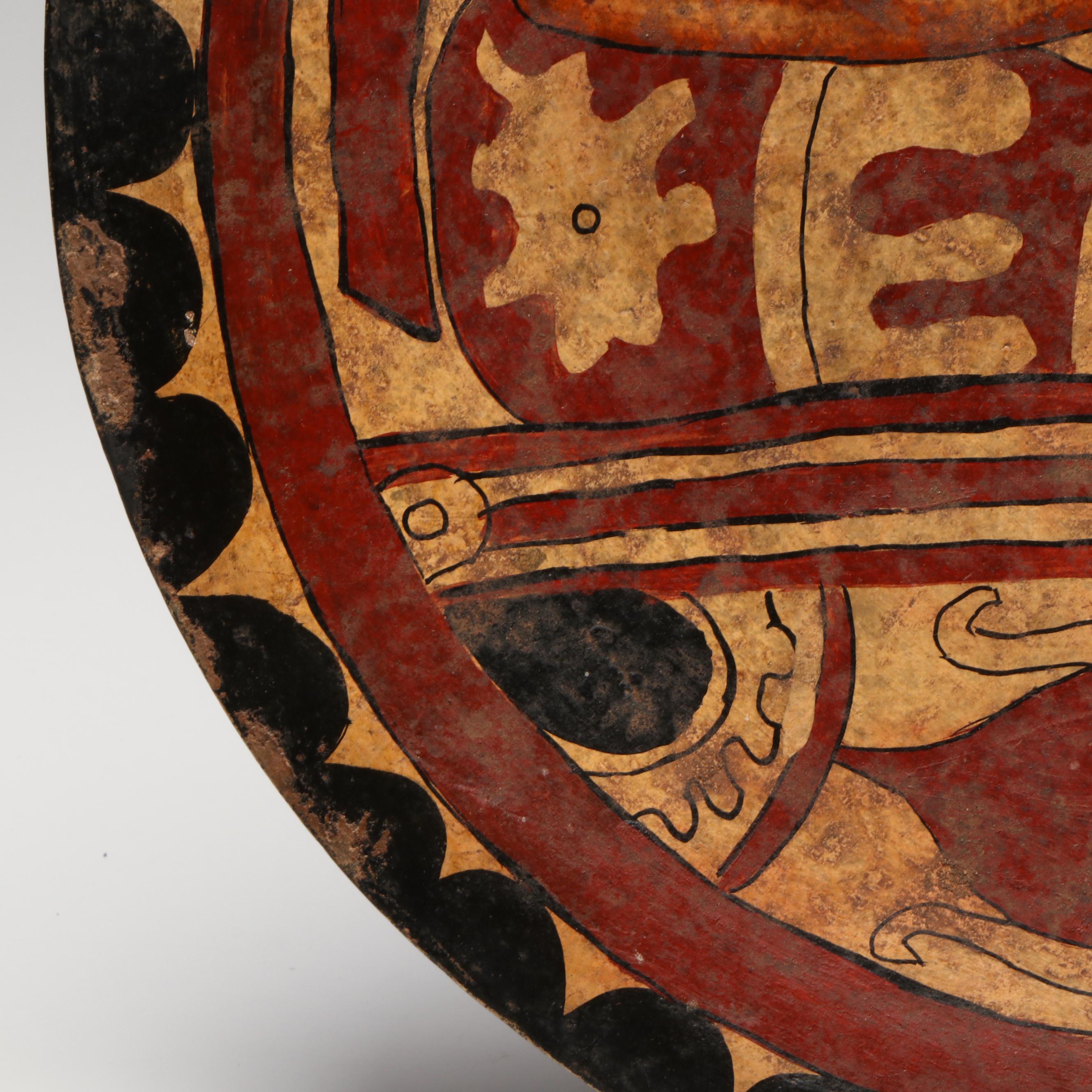 Pre-Columbian Vera Cruz Los Tuxtlas Style Polychrome Stoneware Platter