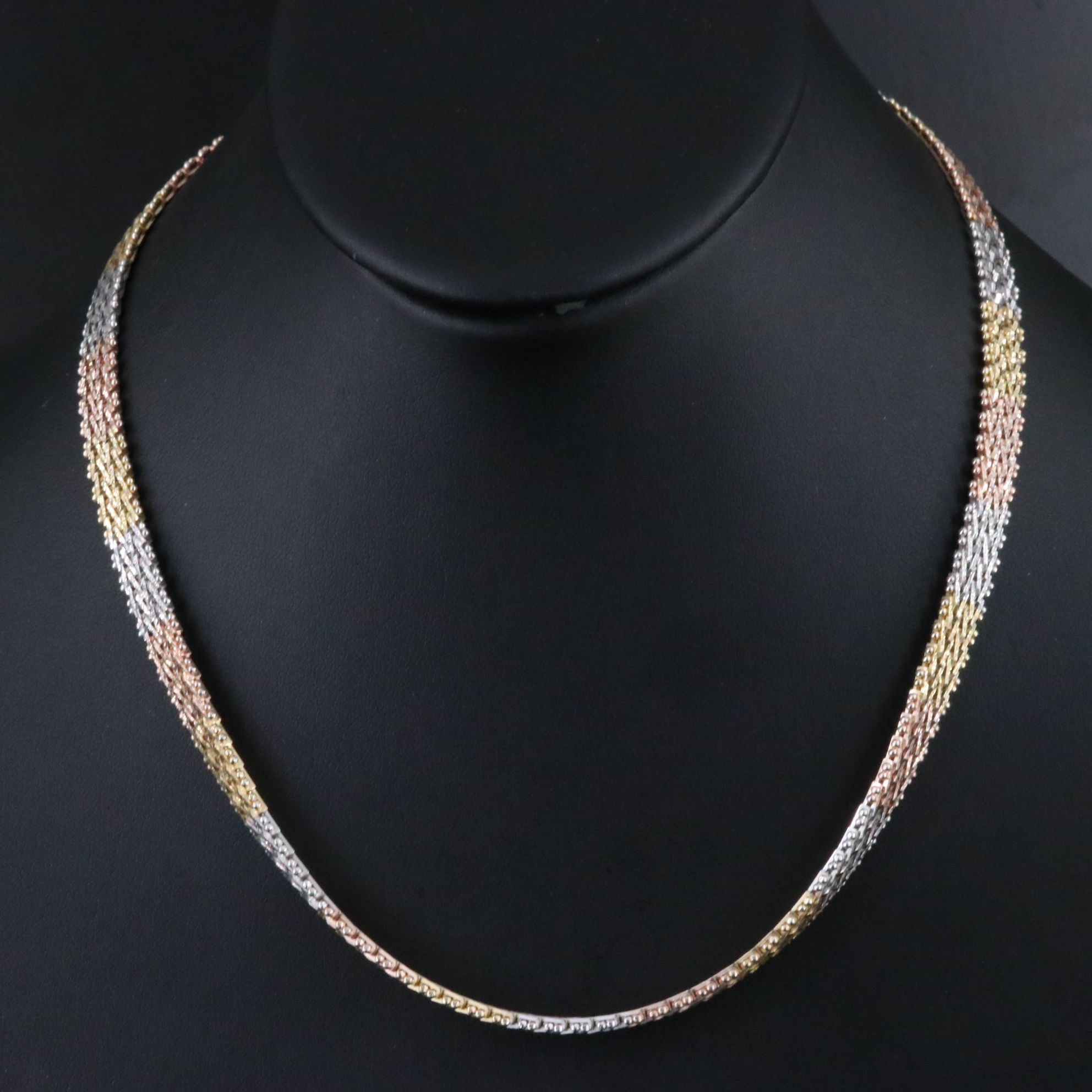 Sterling Tri-Color Riccio Chain Necklace