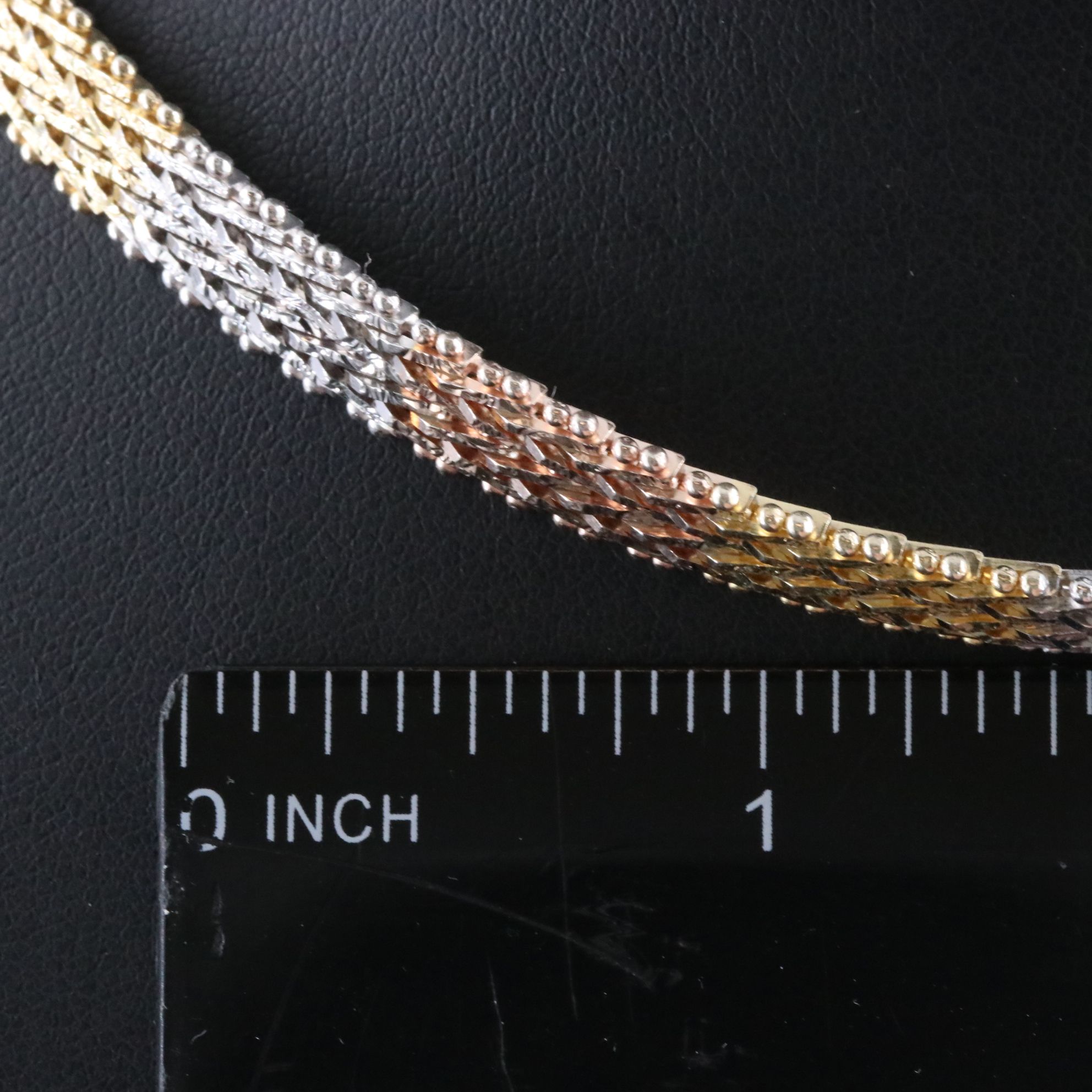 Sterling Tri-Color Riccio Chain Necklace