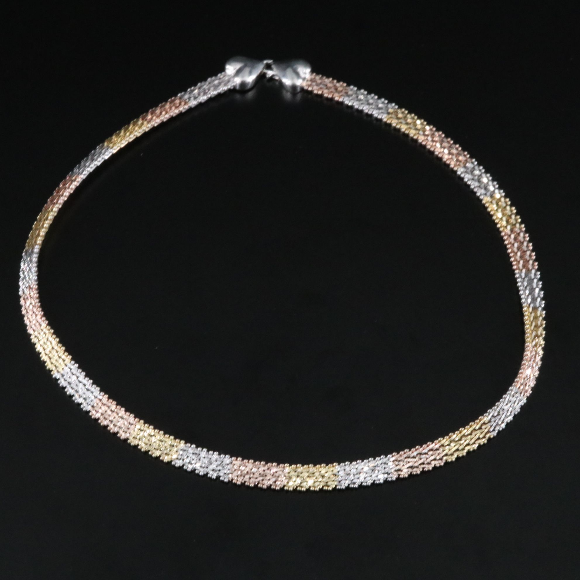 Sterling Tri-Color Riccio Chain Necklace