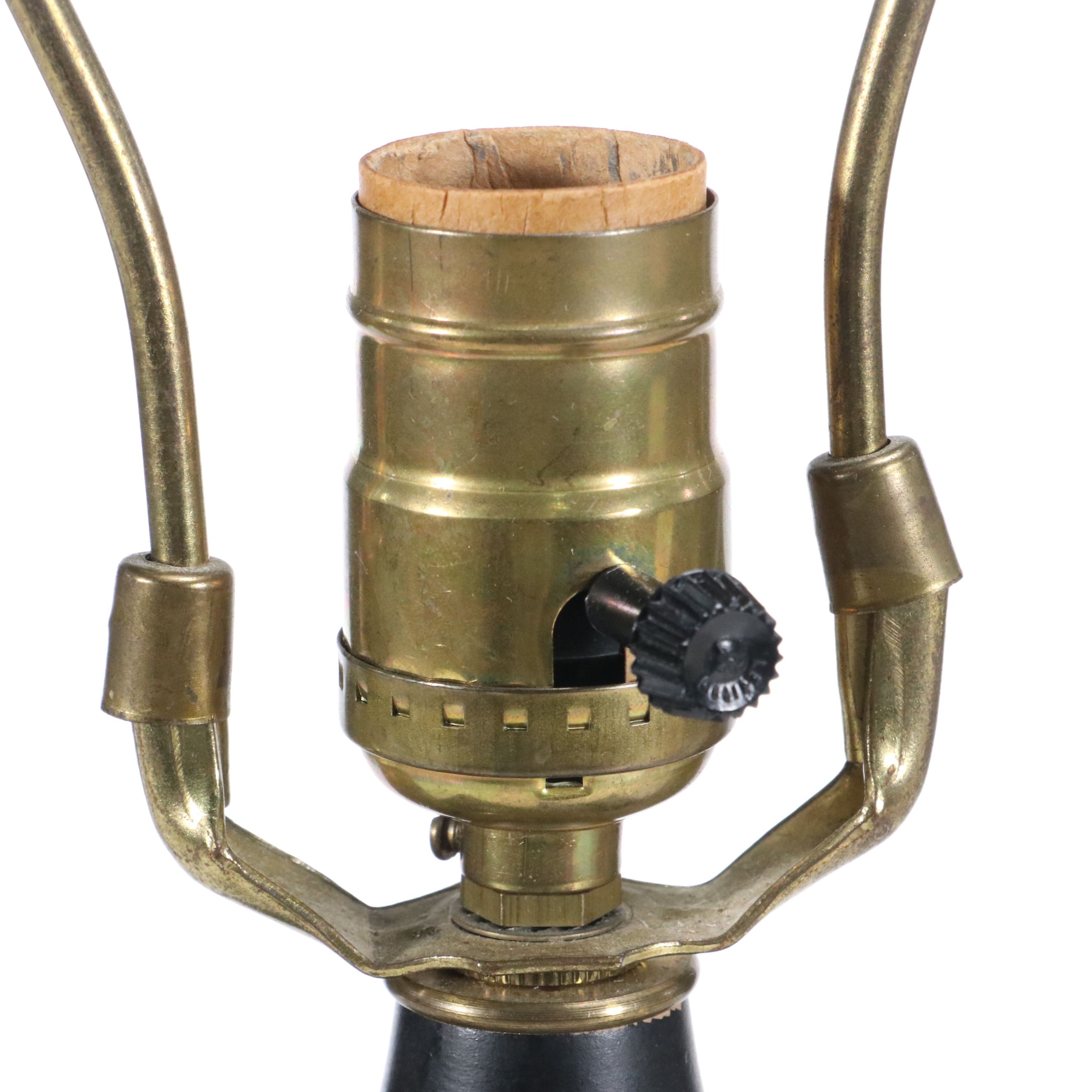 Chinese Porcelain Hu Vase Table Lamp & Dragon Handles, Silk Shade, Late 20th C