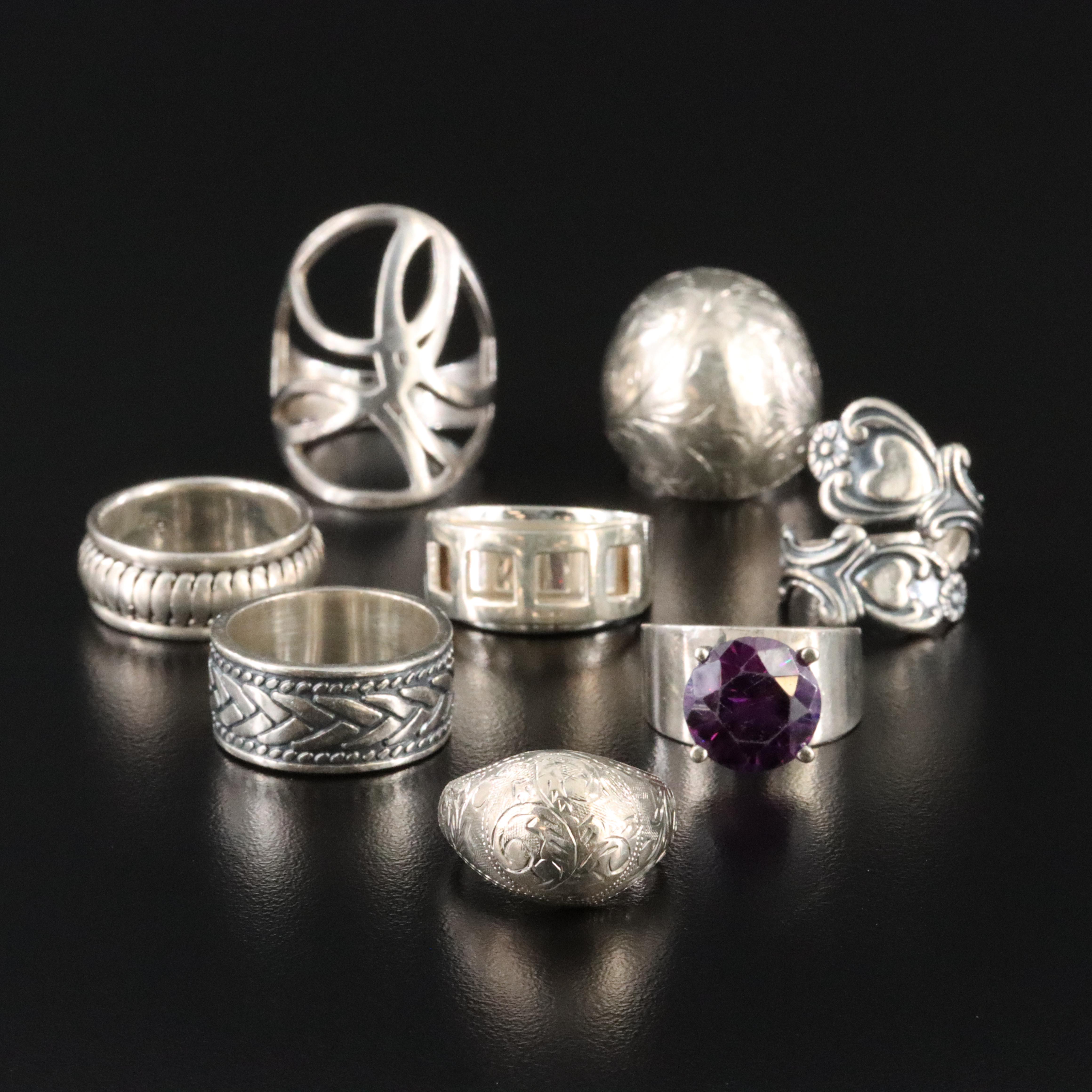 Sterling Ring Collection Featuring Dichroic Glass
