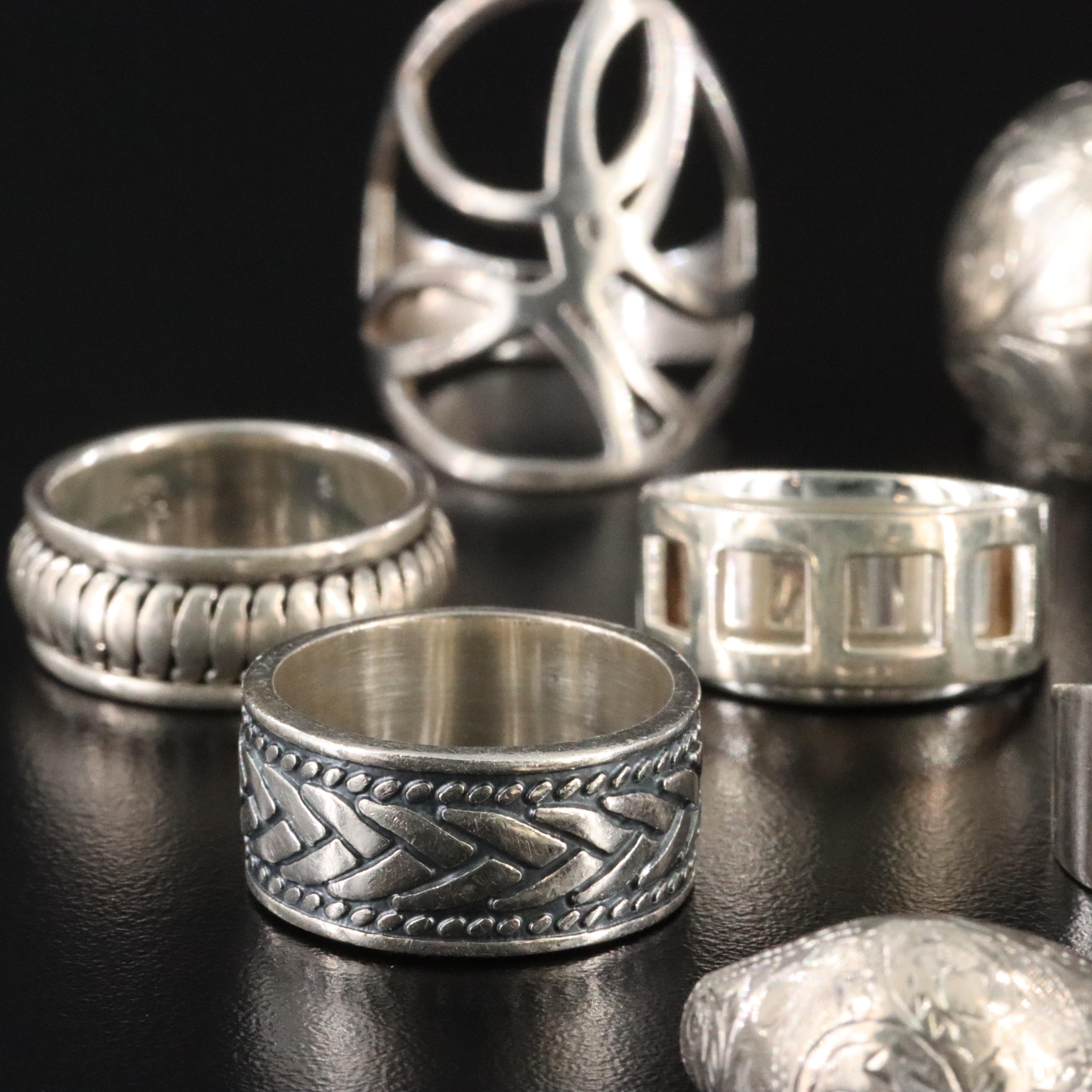 Sterling Ring Collection Featuring Dichroic Glass