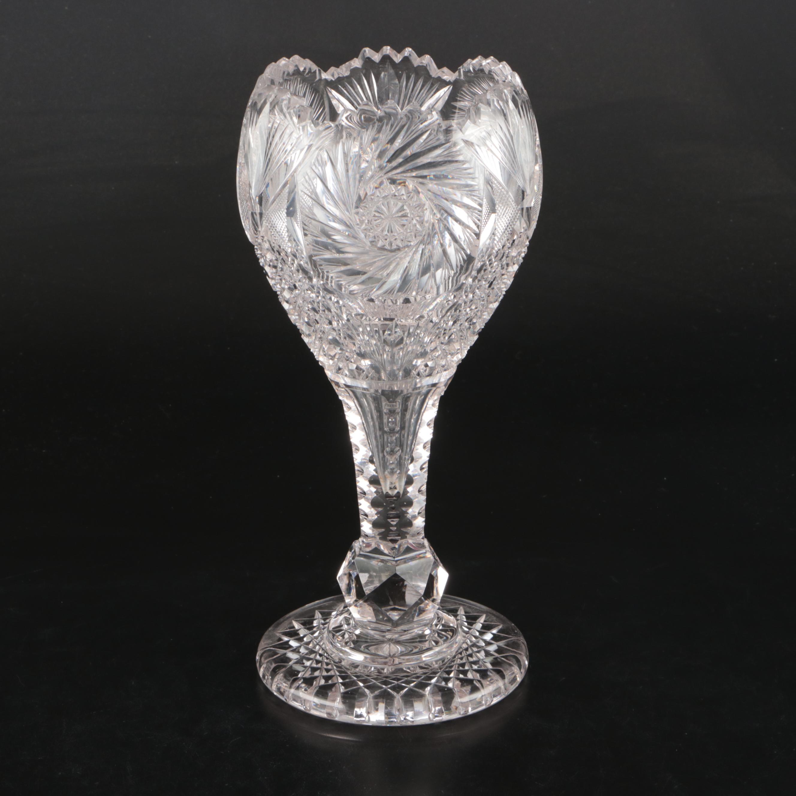 American Brilliant Cut Glass Chalice Vase, Late 19th/Early 20th Century