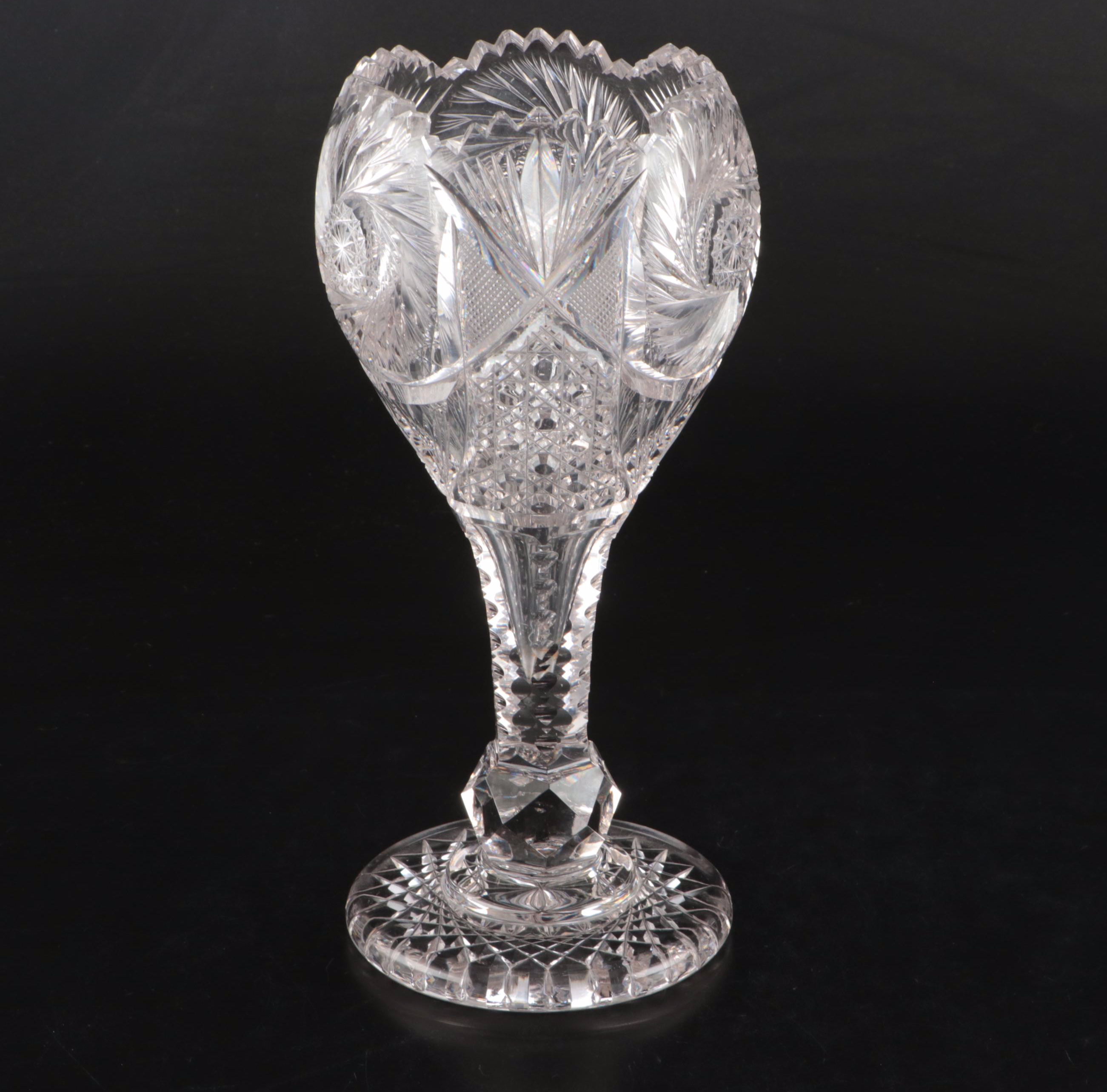 American Brilliant Cut Glass Chalice Vase, Late 19th/Early 20th Century