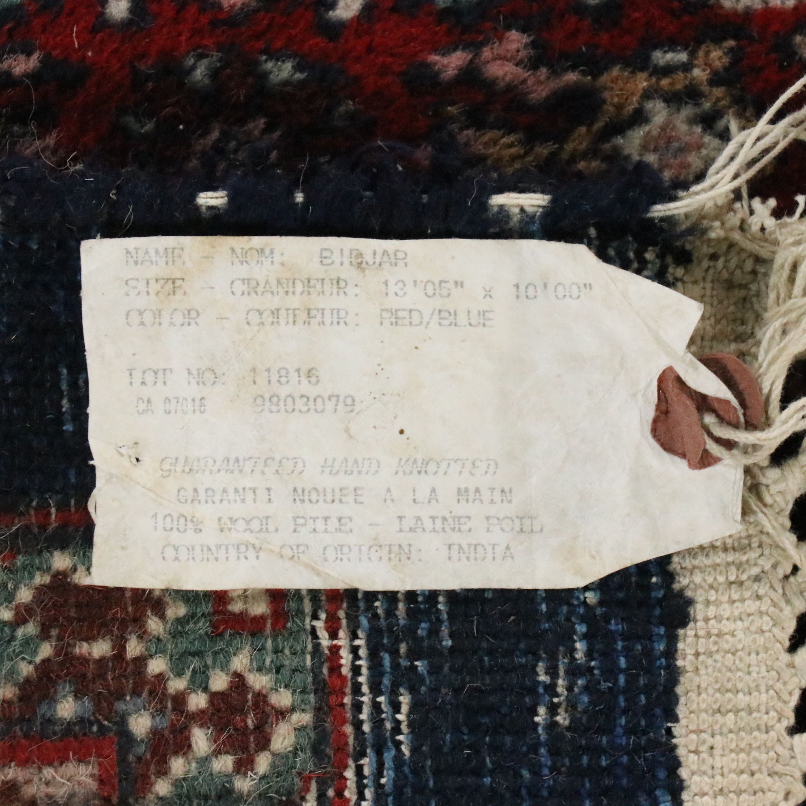 10'2 x 13'11 Hand-Knotted Indo-Persian Bijar Room Sized Rug