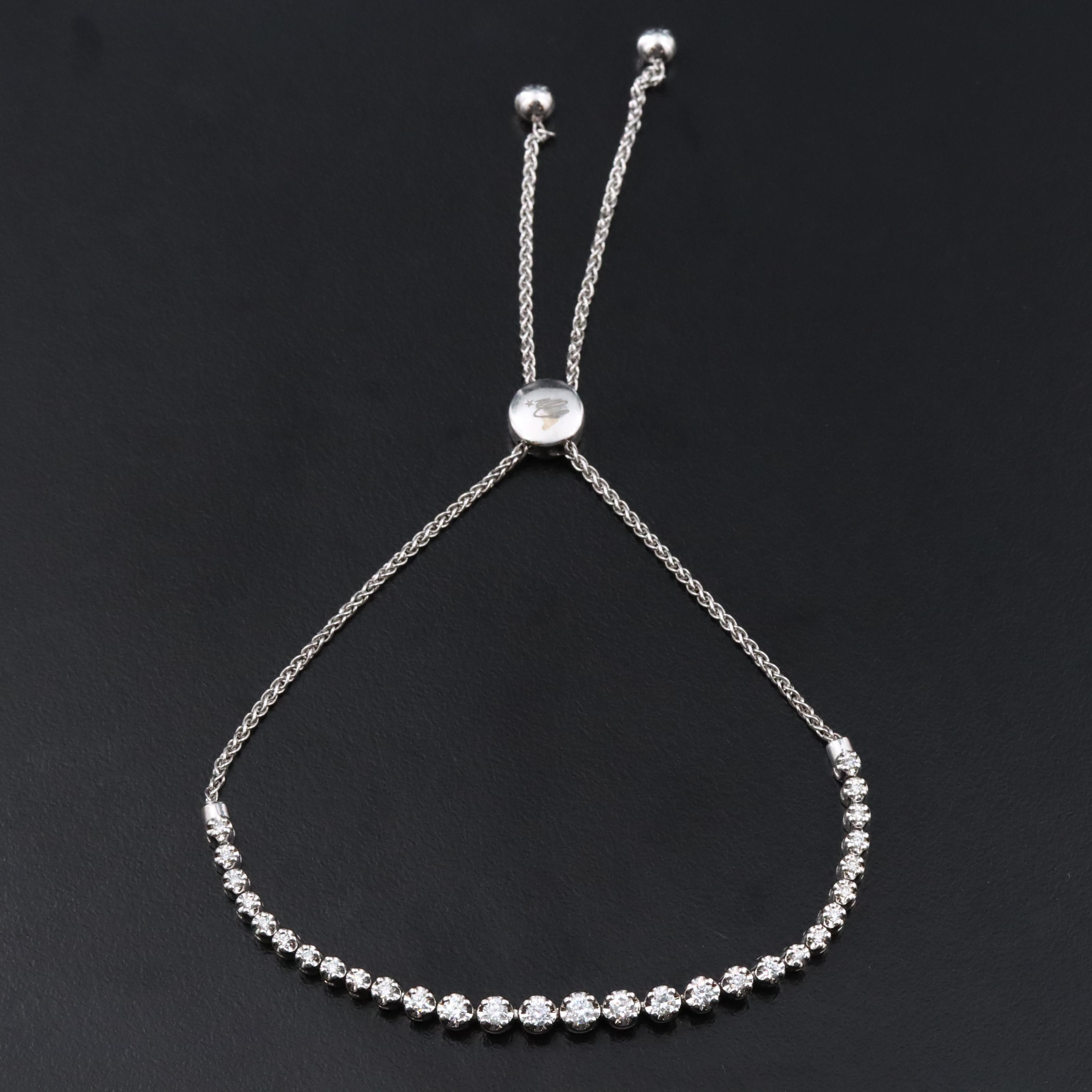 10K 0.34 CTW Diamond Station Bolo Bracelet