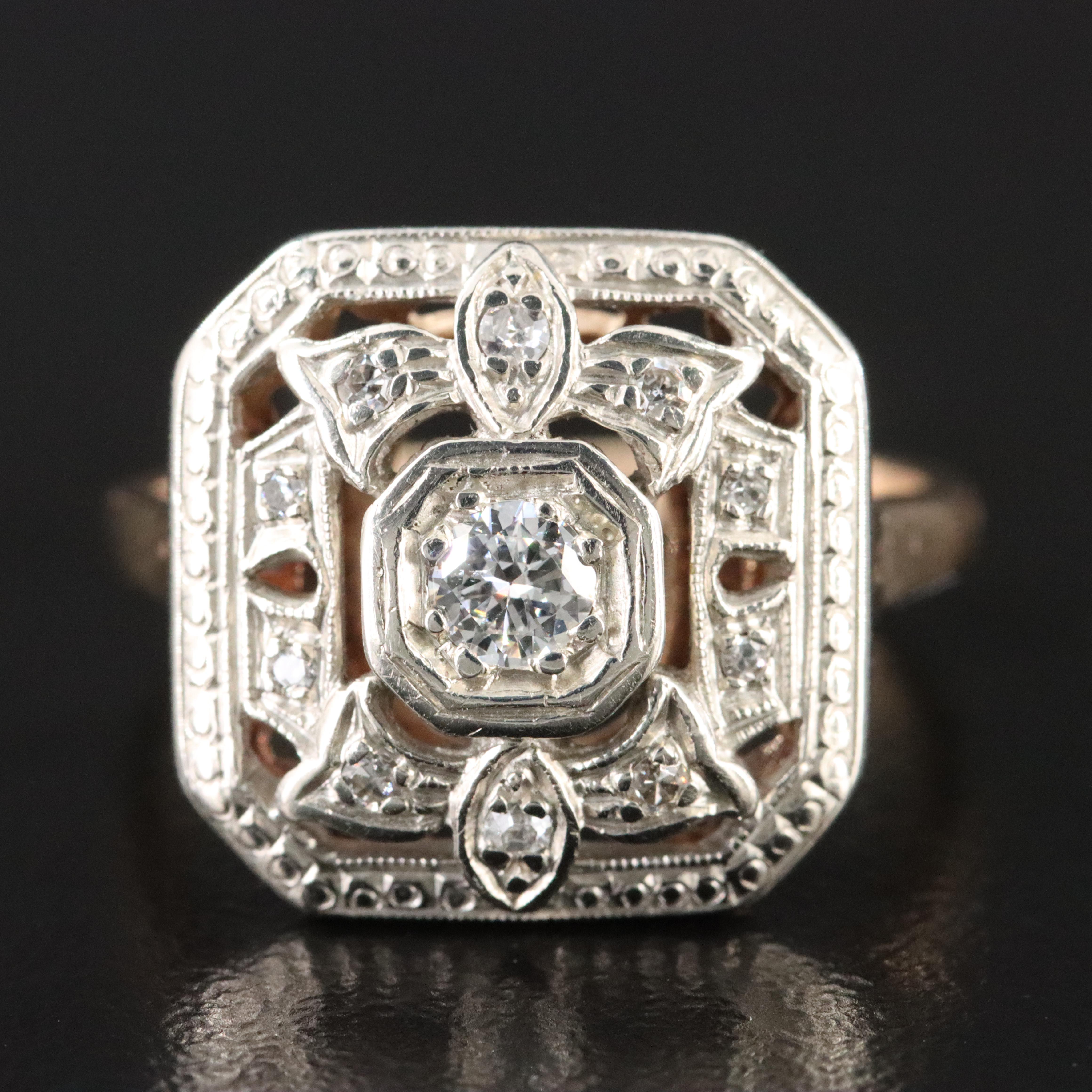 Vintage 14K 0.27 CTW Diamond Two-Tone Ring