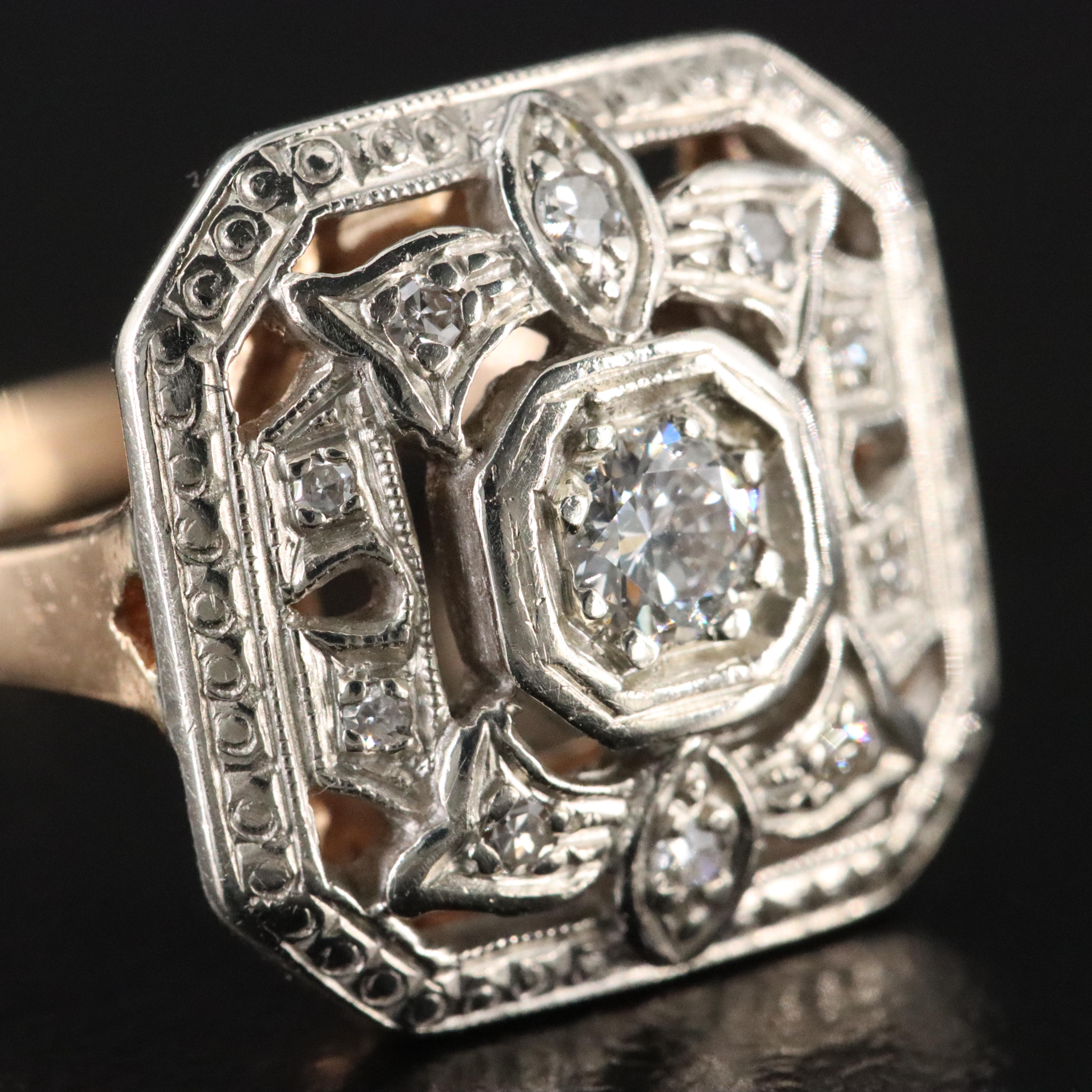 Vintage 14K 0.27 CTW Diamond Two-Tone Ring