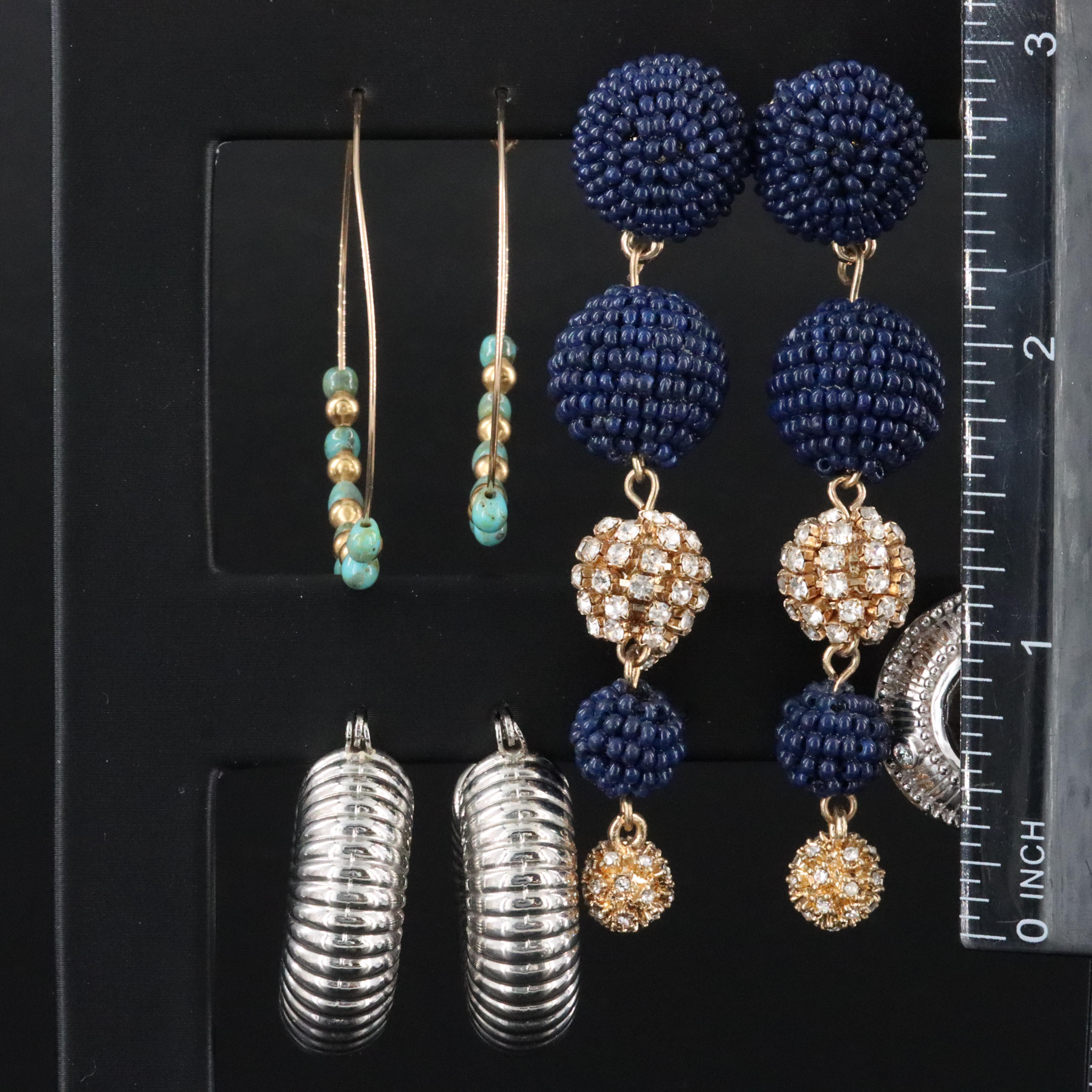 Earring Collection Featuring Sterling, Tiger's Eye, CZ and Rhinestones