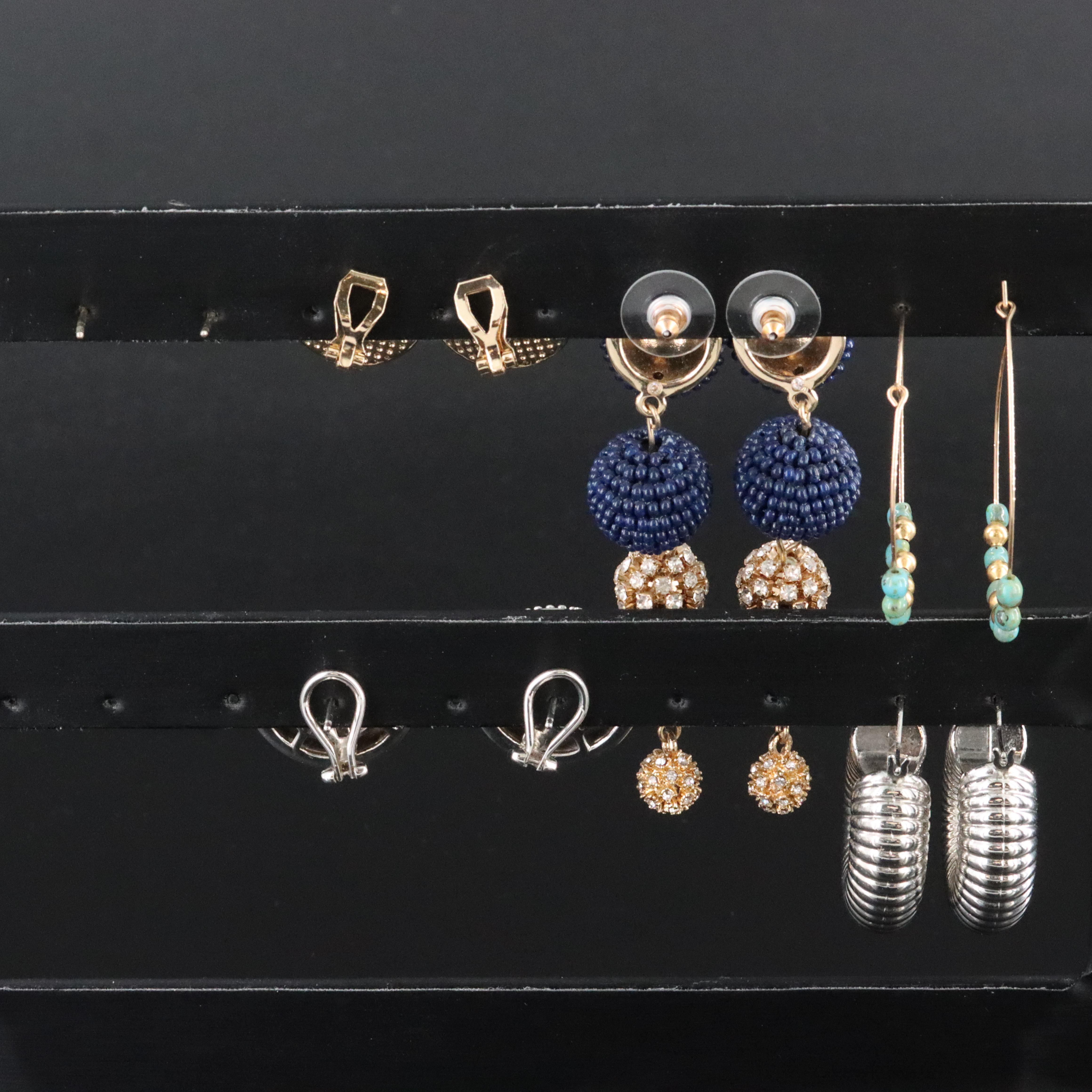Earring Collection Featuring Sterling, Tiger's Eye, CZ and Rhinestones
