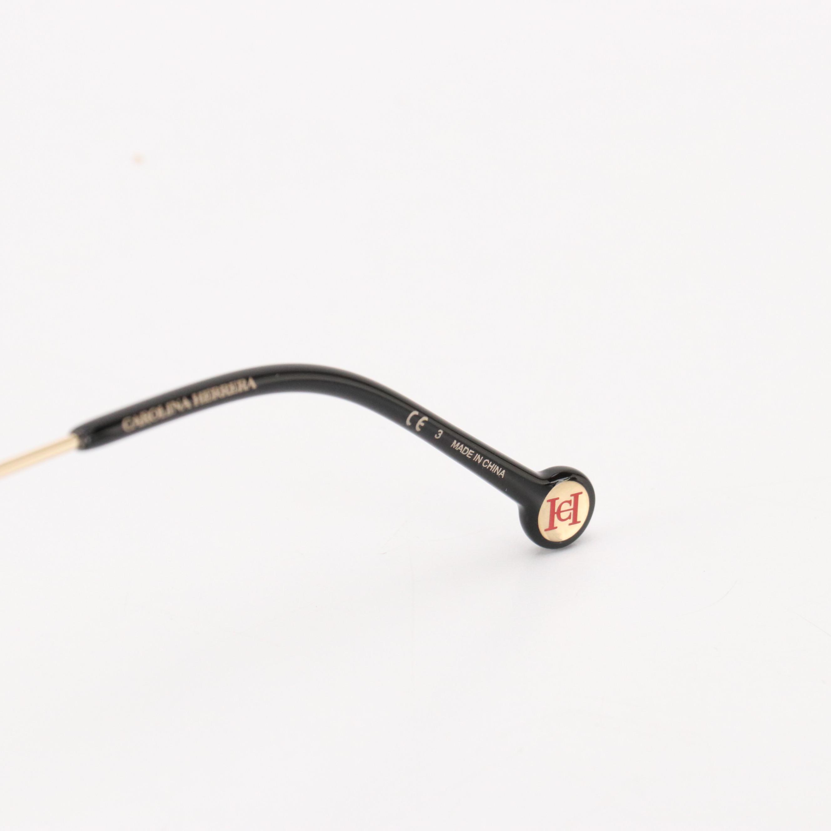 Carolina Herrera Black and White Accented Oversize Square Sunglasses W/ Case