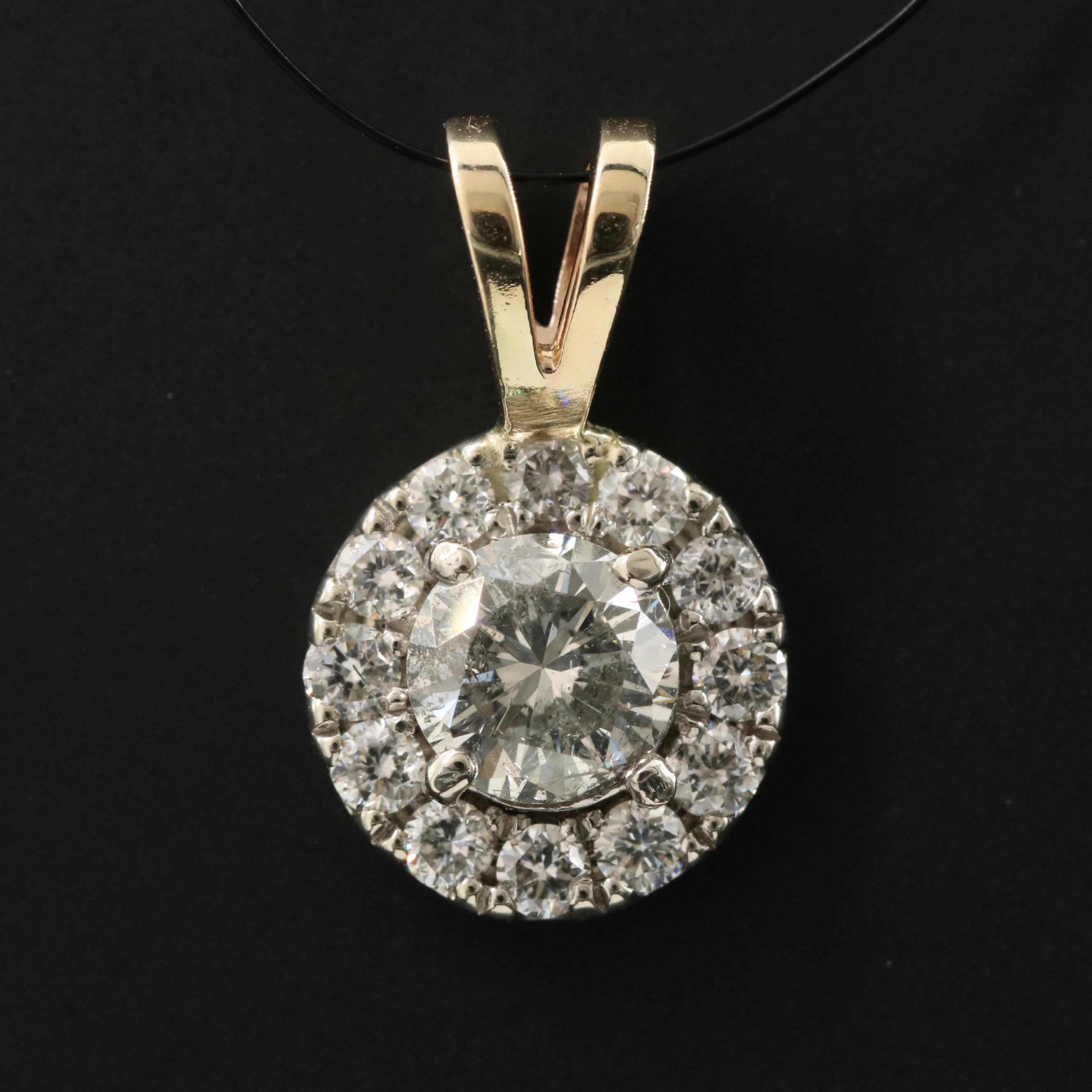 14K and 10K 1.04 CTW Diamond Pendant with Lab Grown Diamonds