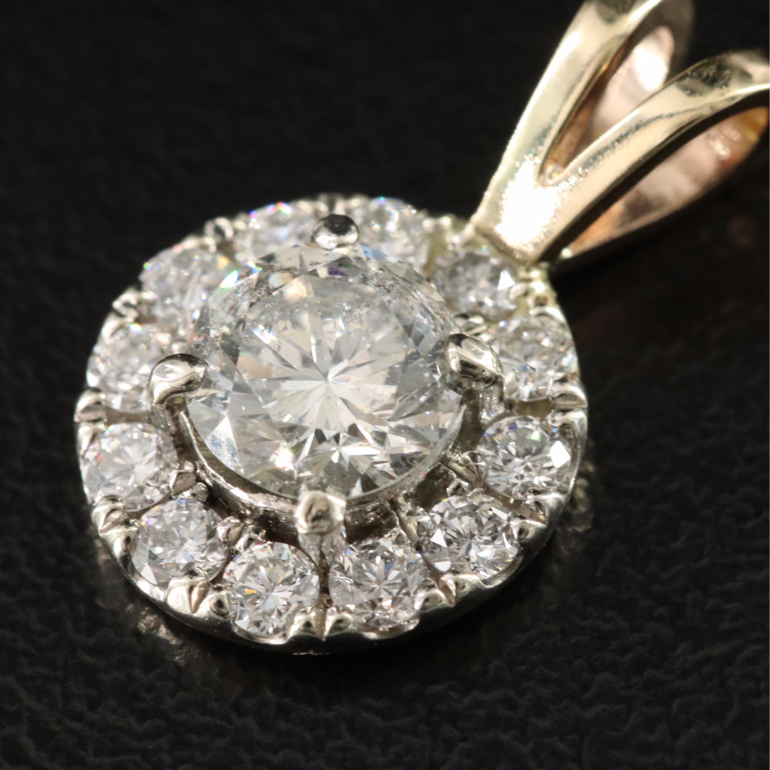 14K and 10K 1.04 CTW Diamond Pendant with Lab Grown Diamonds