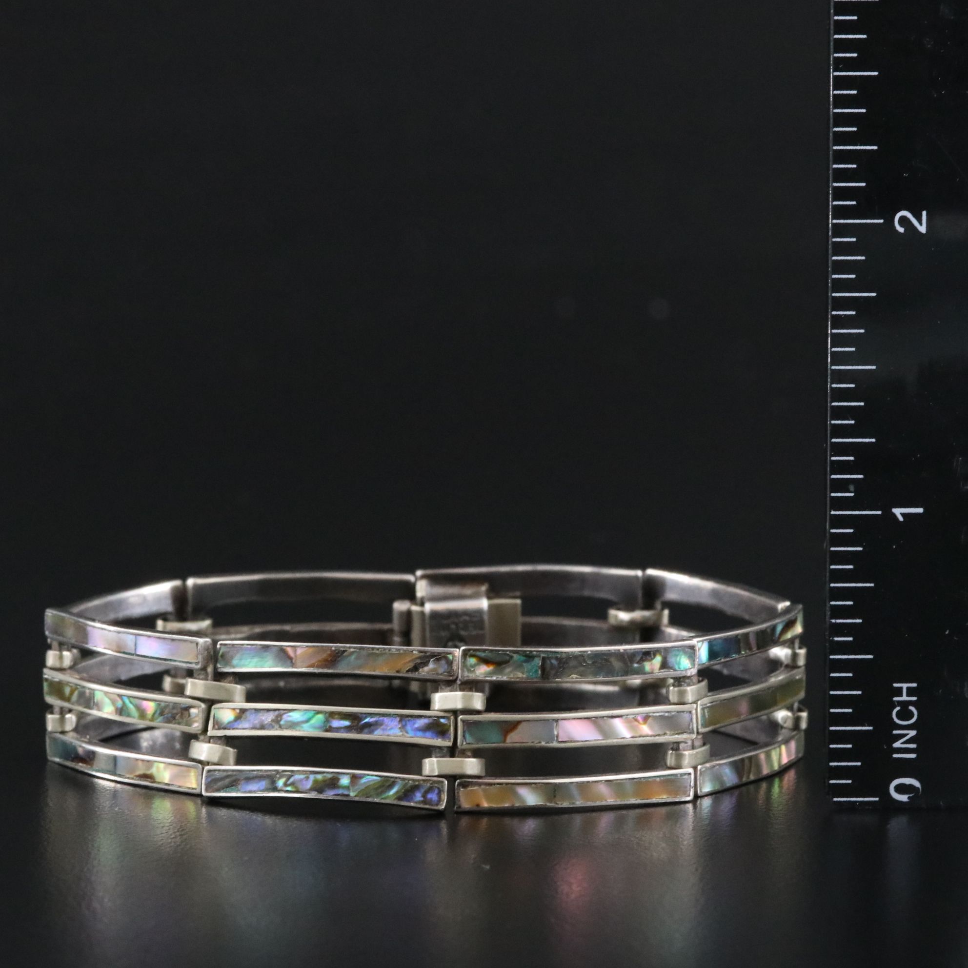 Taxco Mexican Sterling Abalone Inlay Bracelet