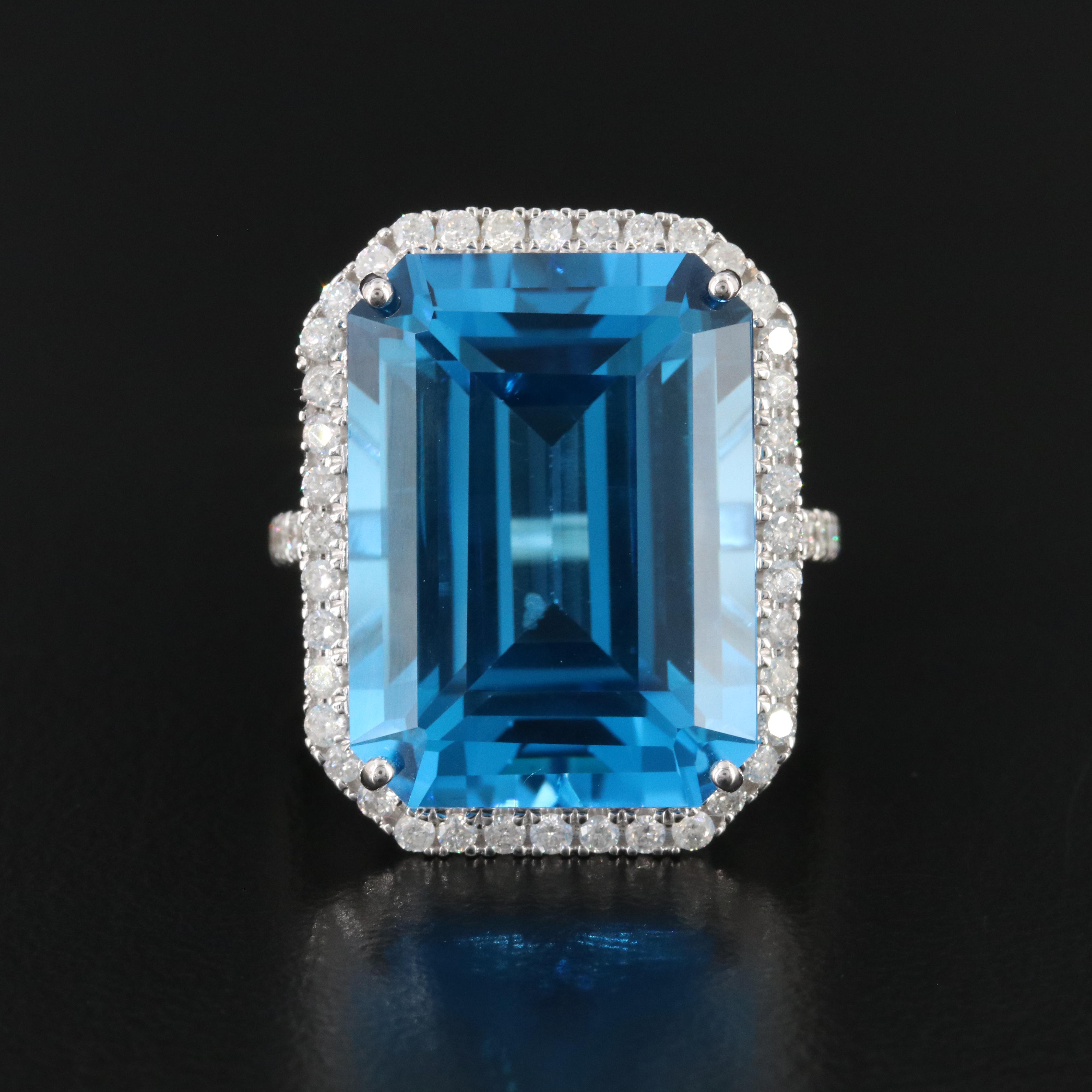 14K 25.05 CT Topaz and Diamond Ring
