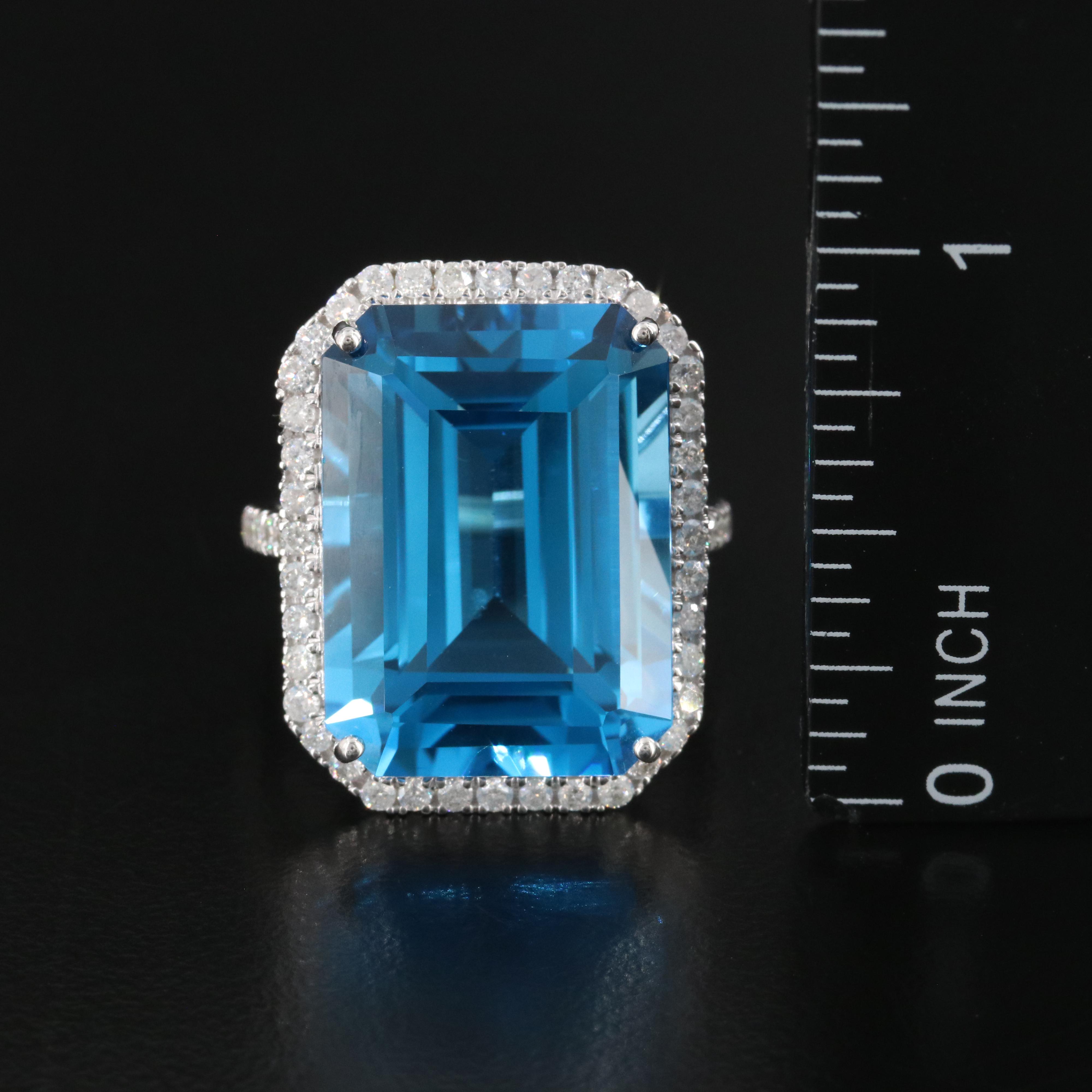 14K 25.05 CT Topaz and Diamond Ring