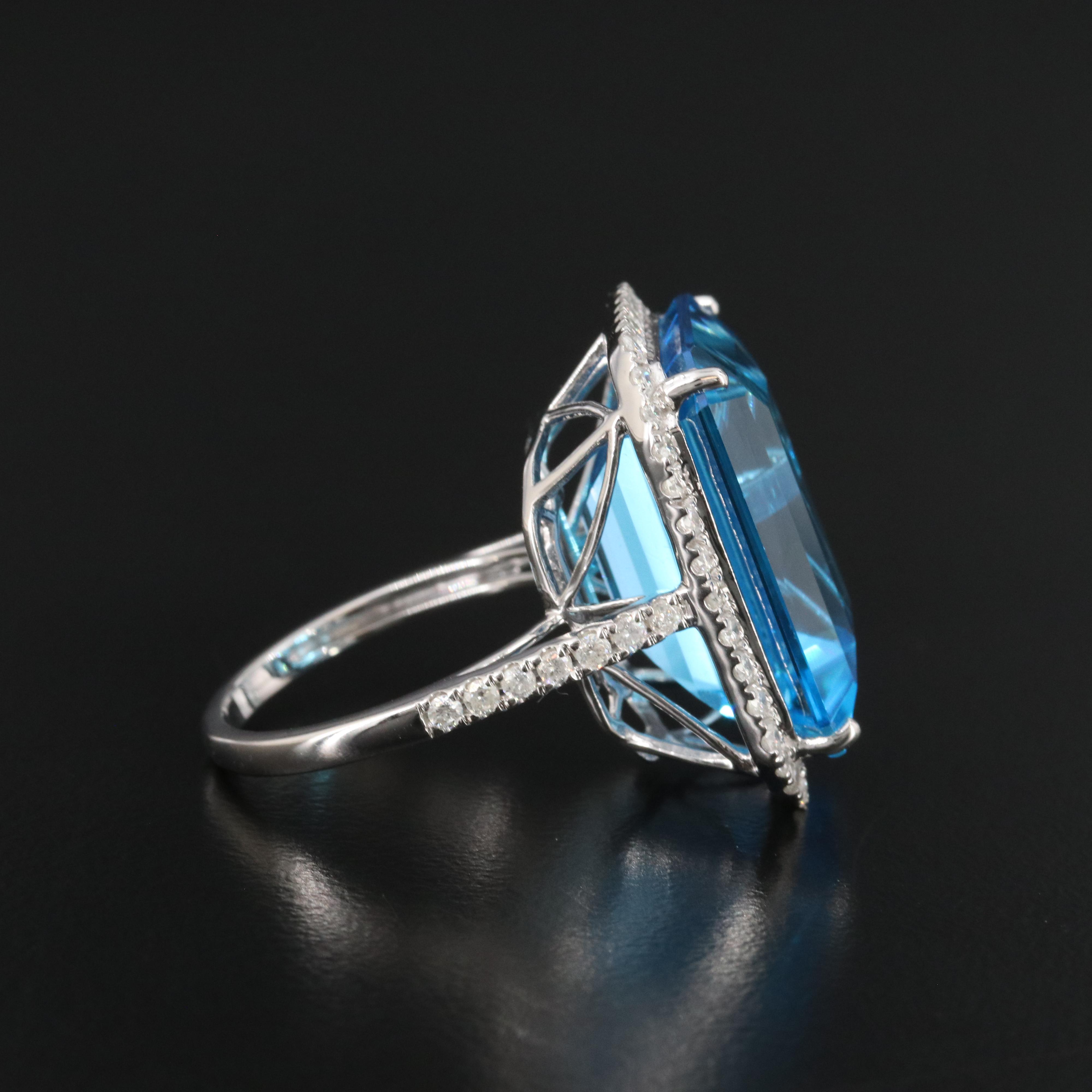 14K 25.05 CT Topaz and Diamond Ring