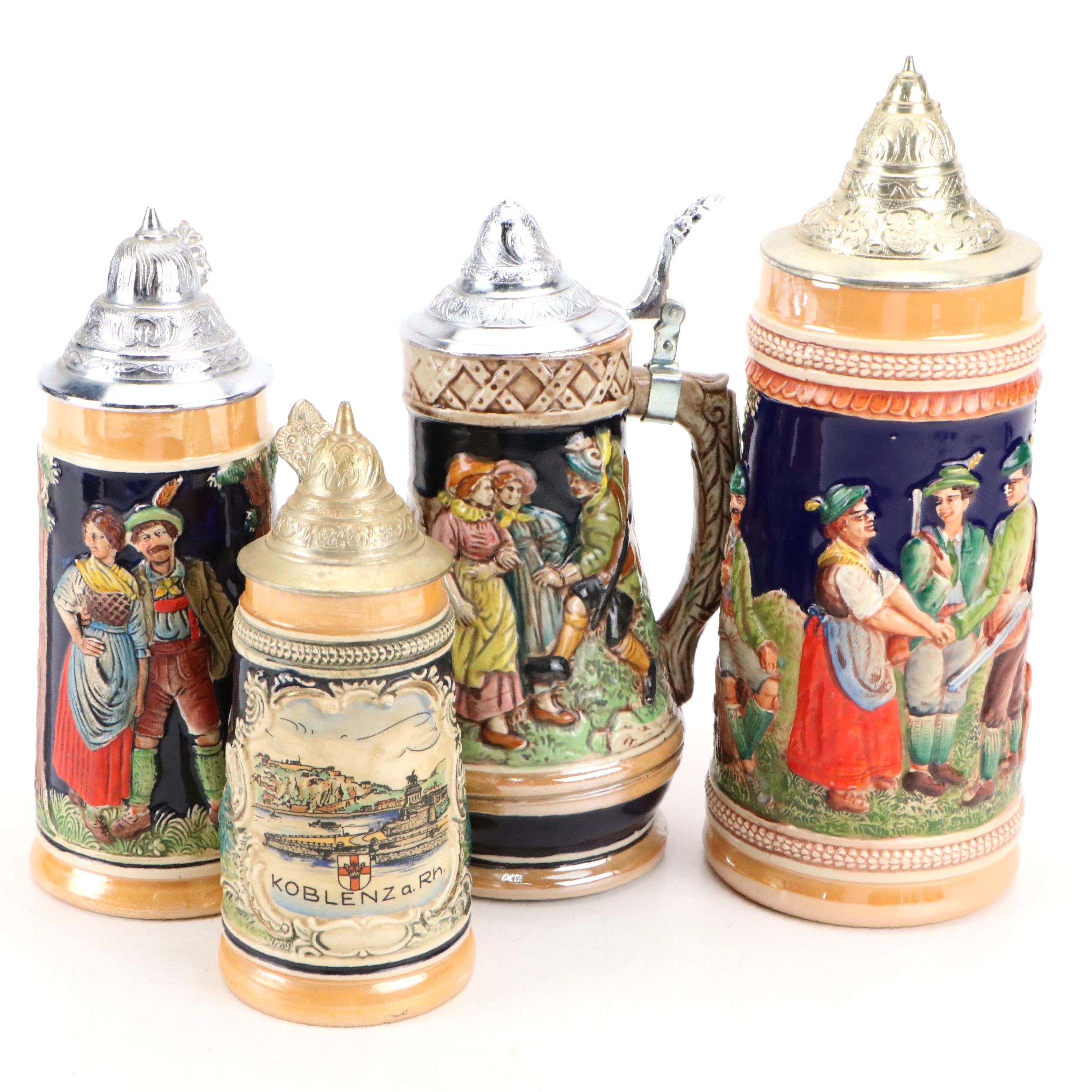 Bravo and Other Ceramic Steins with Stein Style Music Box