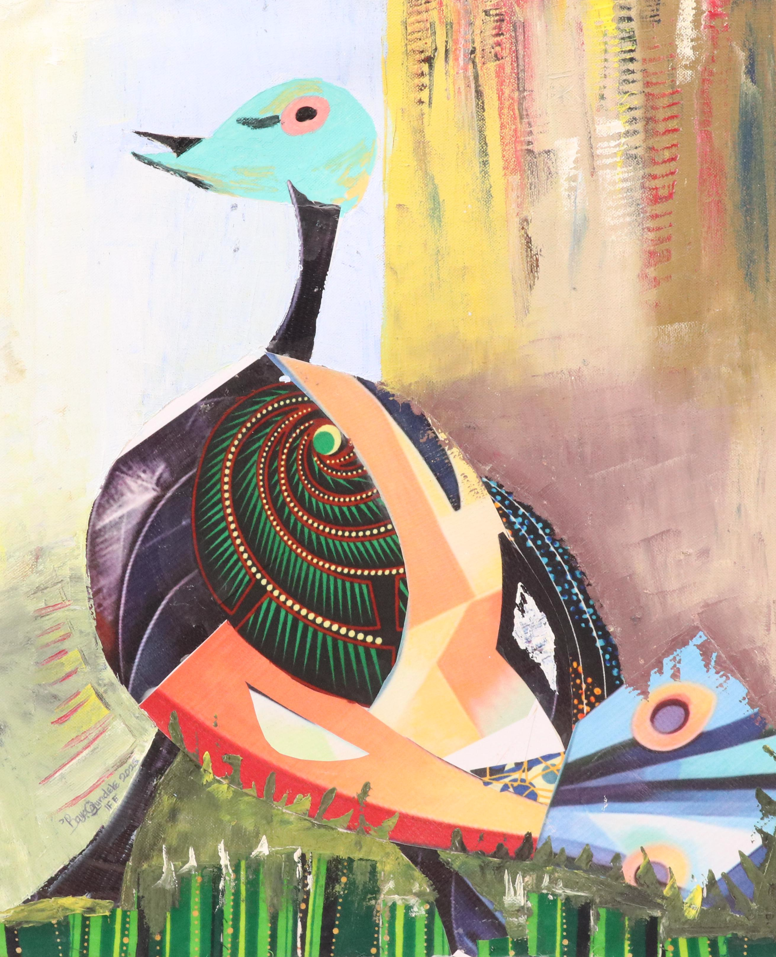 Bayo Ogundele Stylized Mixed Media Collage "Duck," 2025