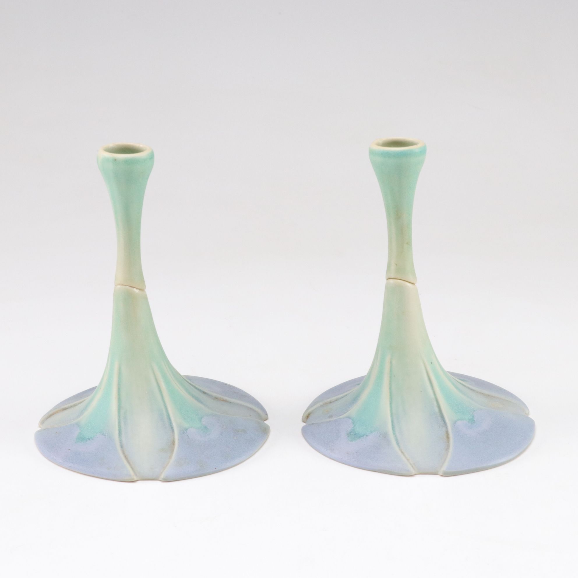 Newman Pottery Art Nouveau Lily Candlesticks