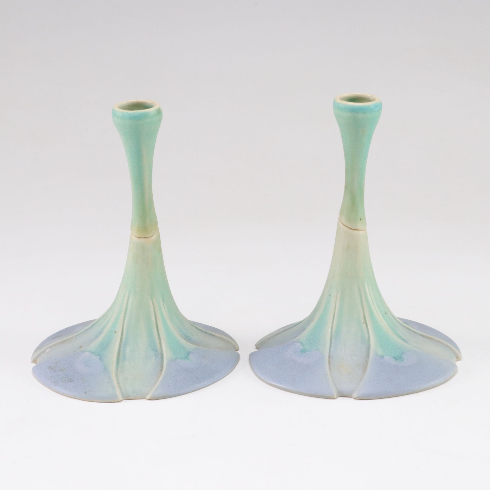 Newman Pottery Art Nouveau Lily Candlesticks