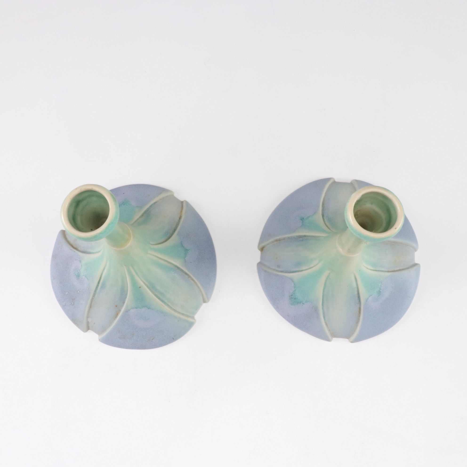 Newman Pottery Art Nouveau Lily Candlesticks