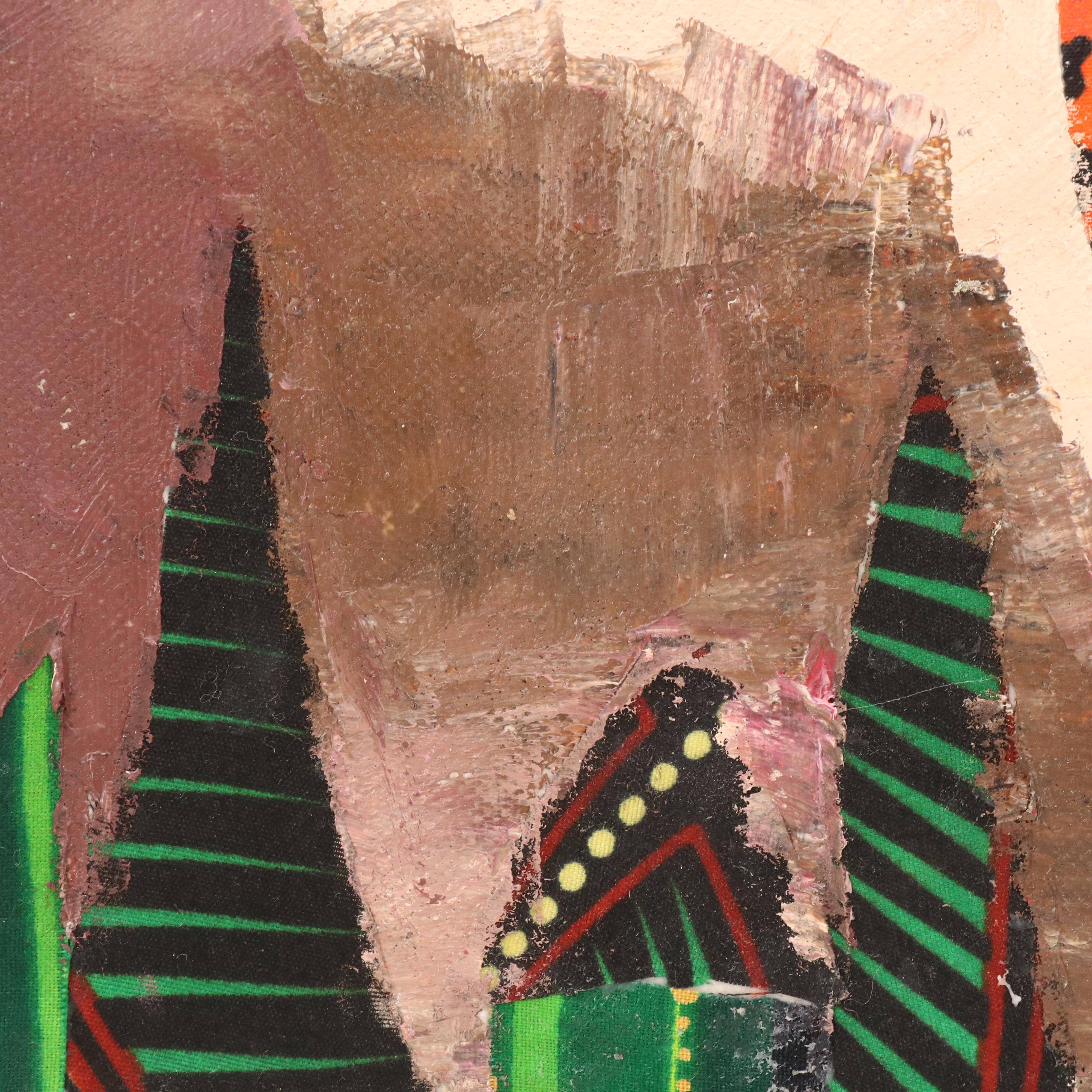 Bayo Ogundele Stylized Floral Still Life Mixed Media Collage "Flower, 2025