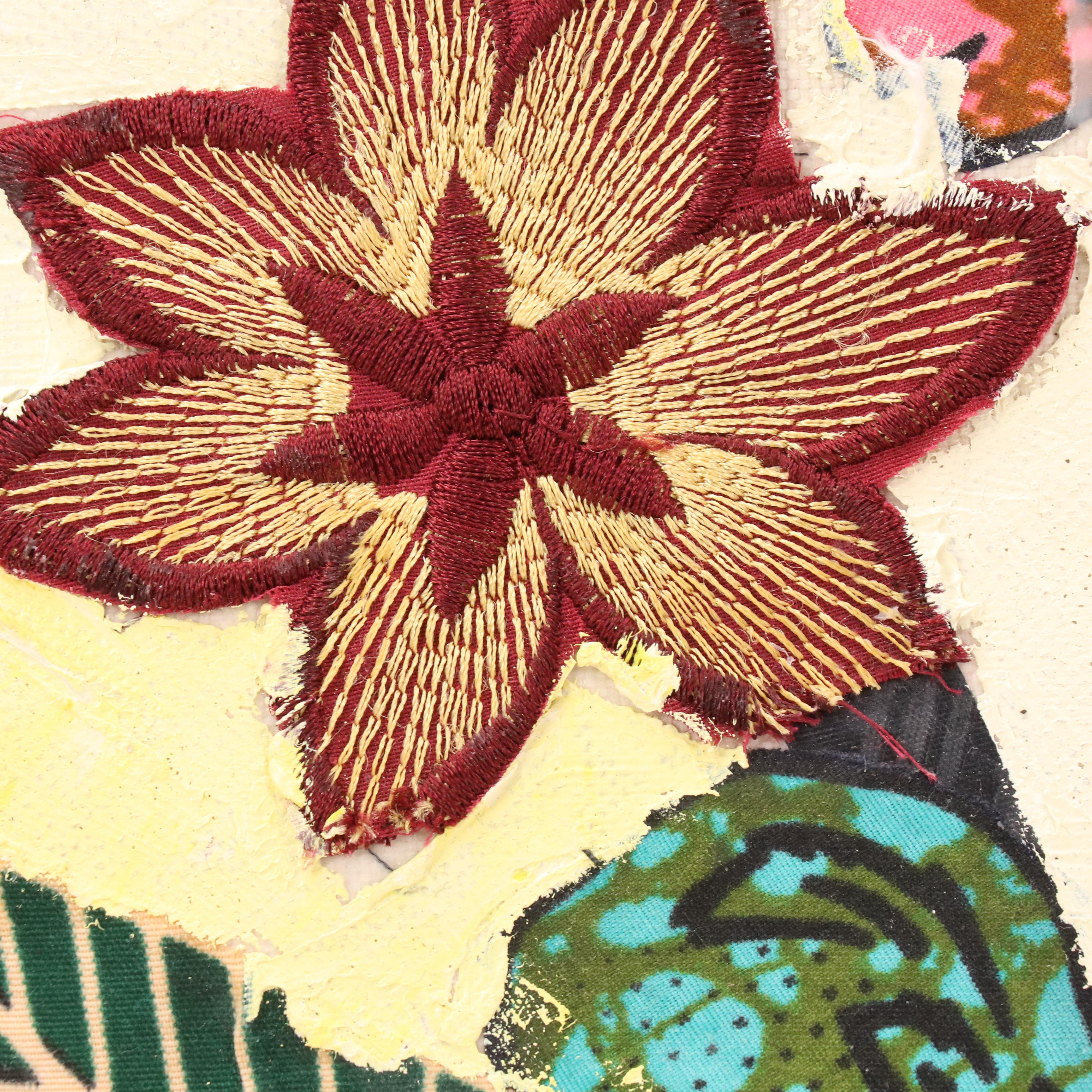 Bayo Ogundele Stylized Floral Still Life Mixed Media Collage "Flower, 2025