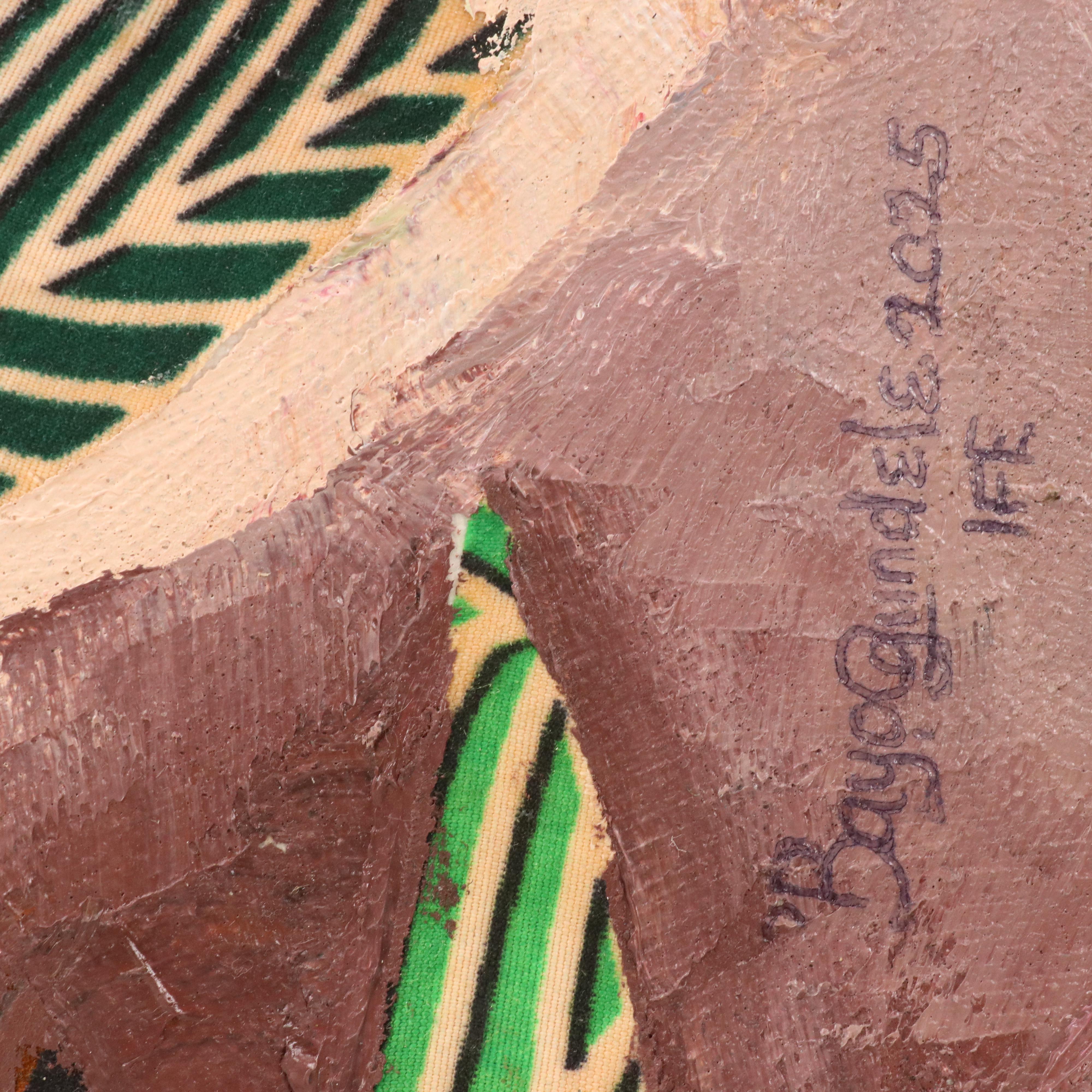 Bayo Ogundele Stylized Floral Still Life Mixed Media Collage "Flower, 2025