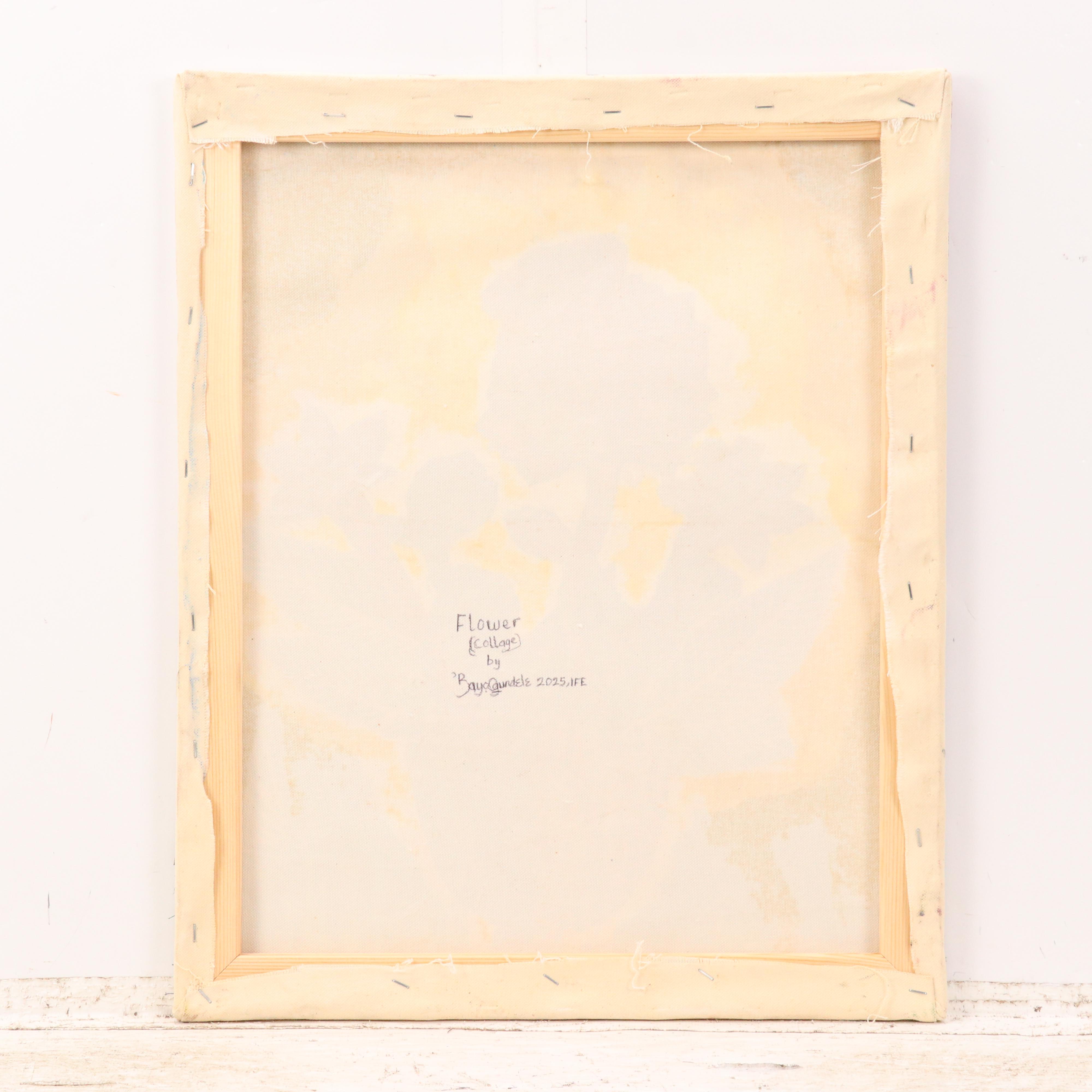 Bayo Ogundele Stylized Floral Still Life Mixed Media Collage "Flower, 2025