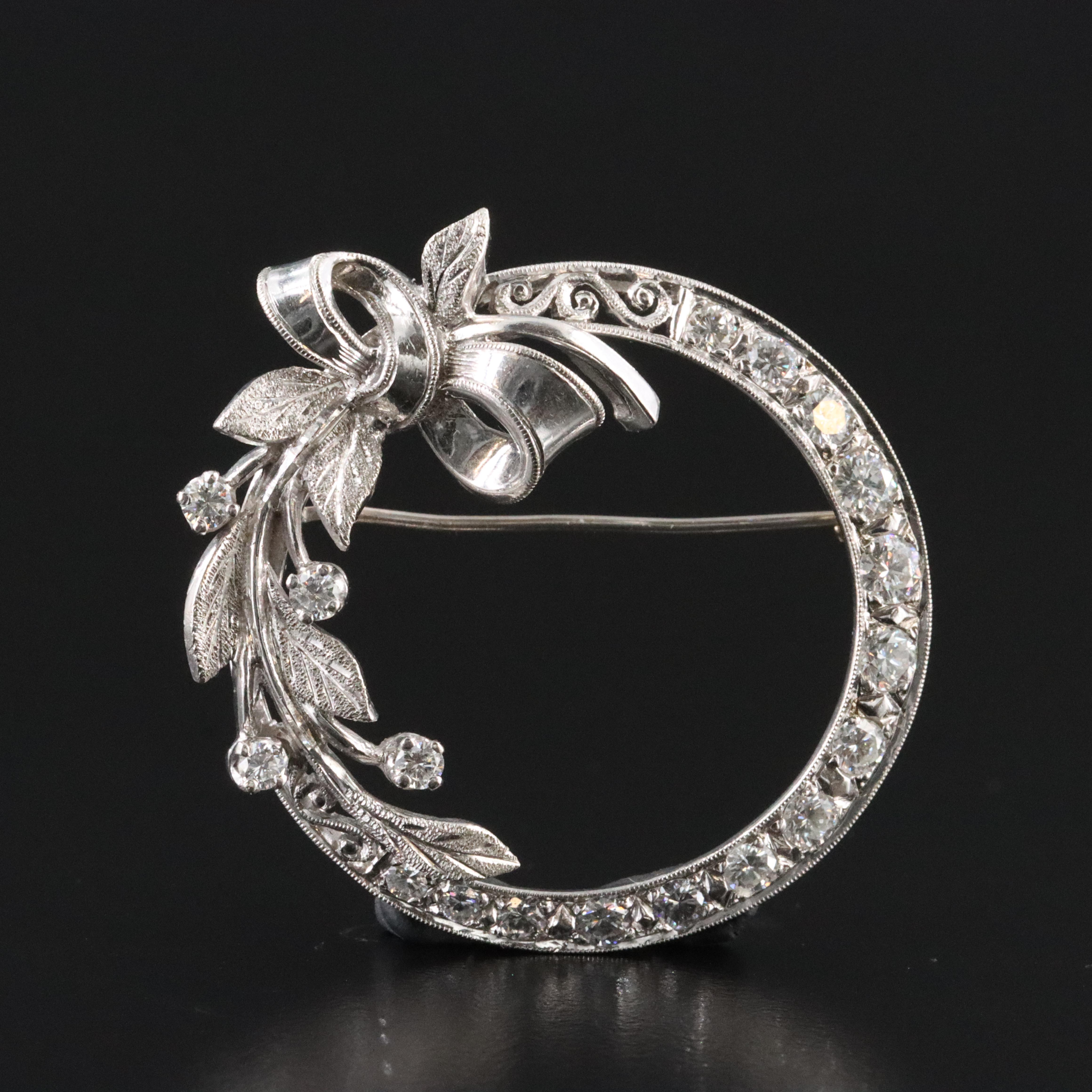 14K 1.30 CTW Diamond Circle Brooch