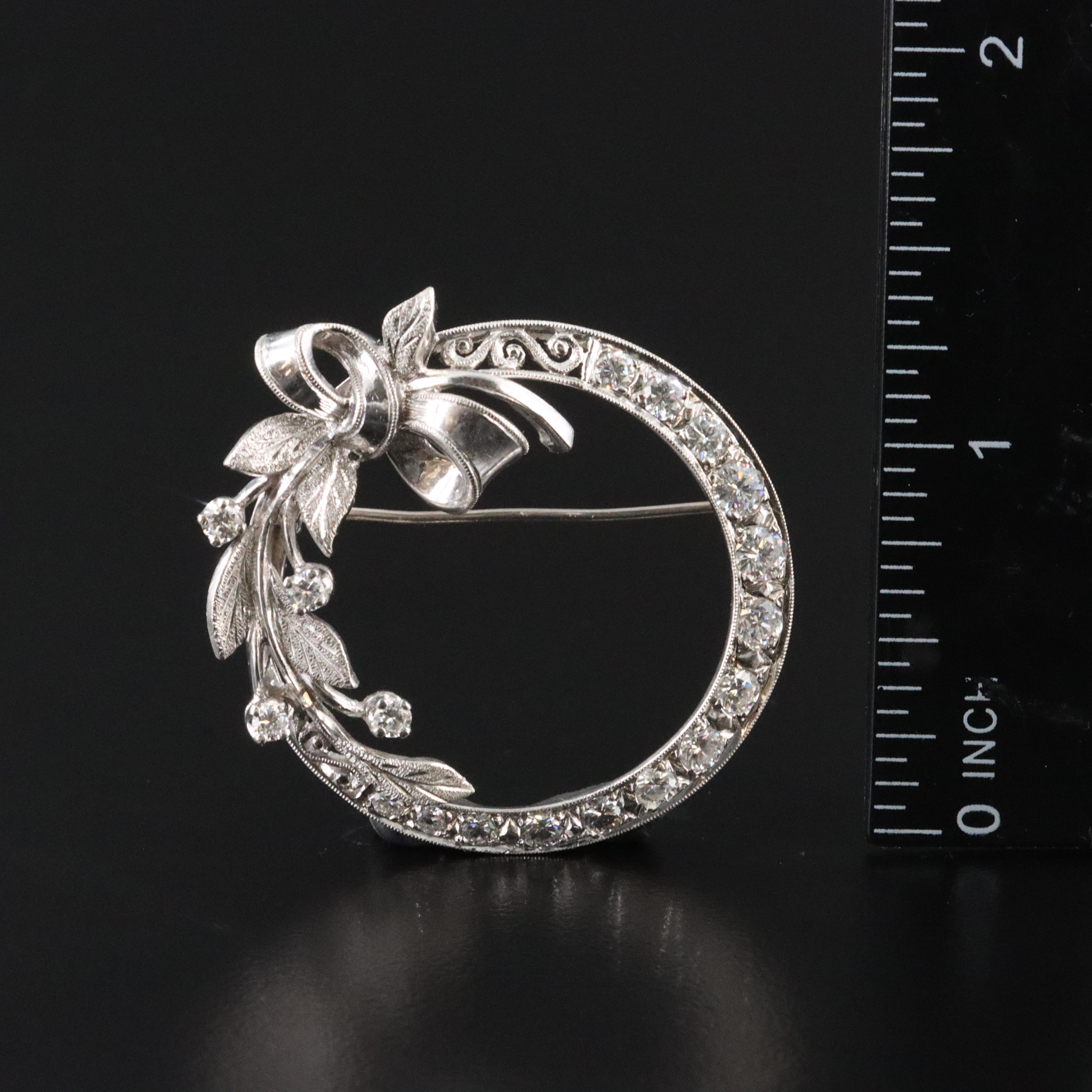 14K 1.30 CTW Diamond Circle Brooch