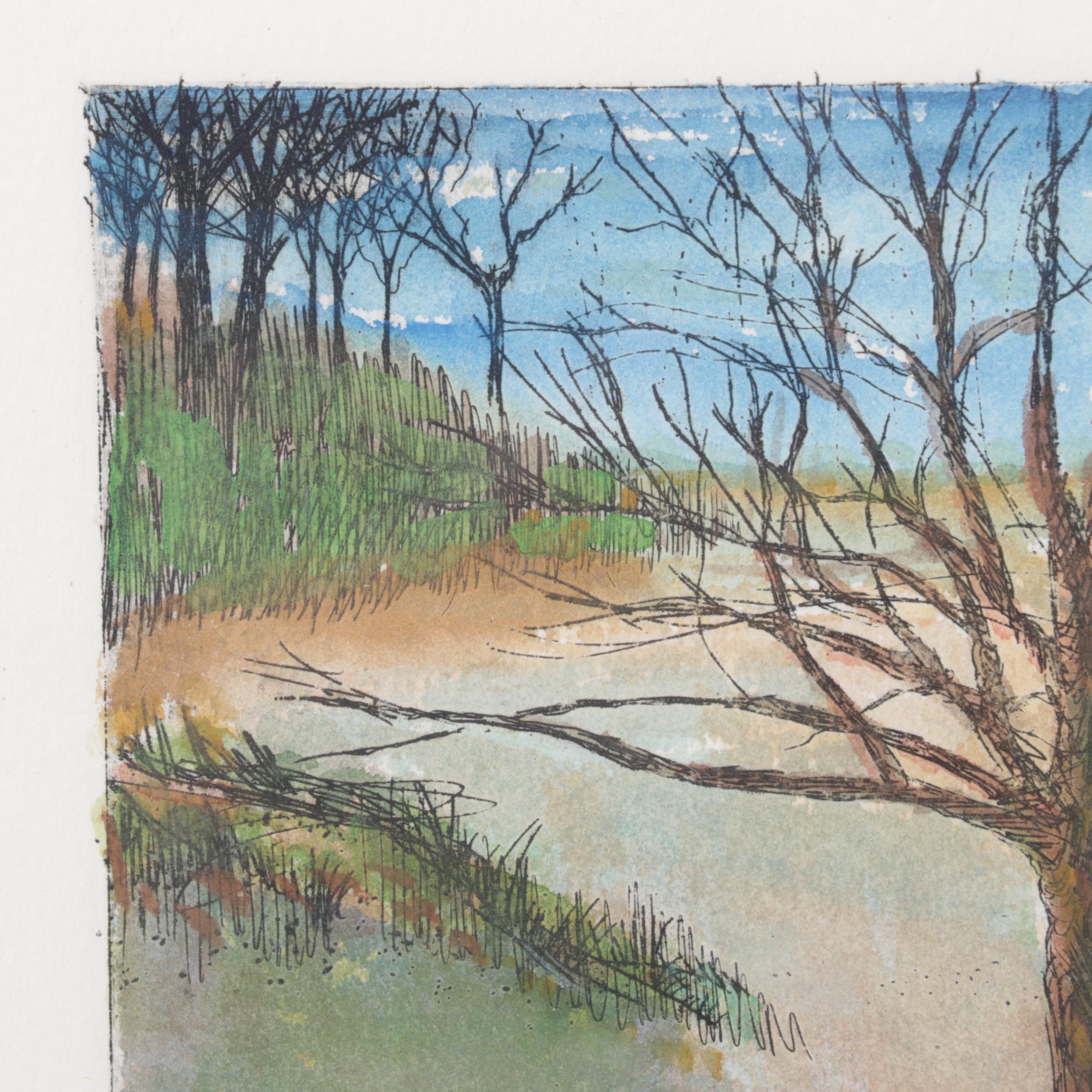 William McCarthy Hand-Colored Intaglio Print "Wallingford Tree", 1994