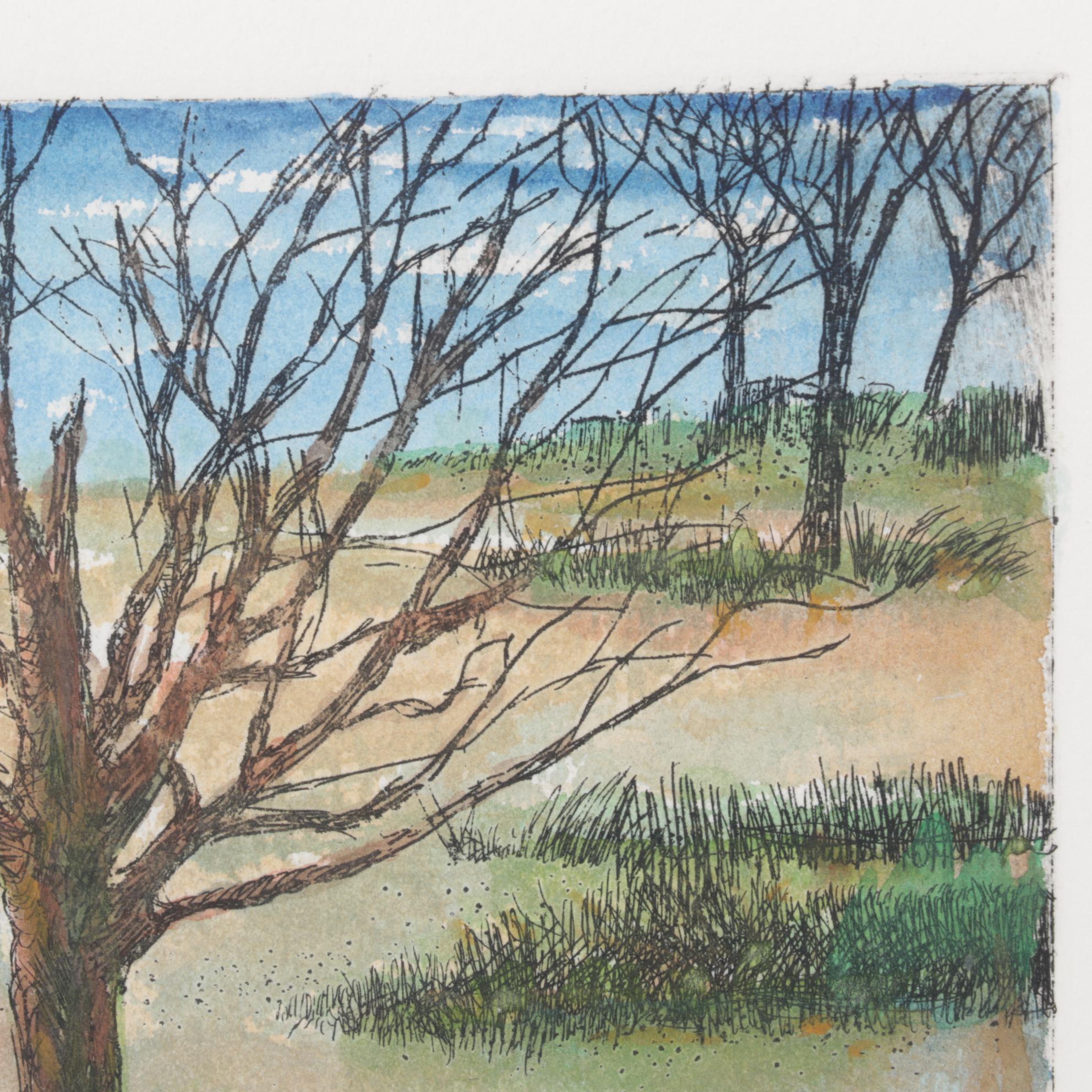 William McCarthy Hand-Colored Intaglio Print "Wallingford Tree", 1994