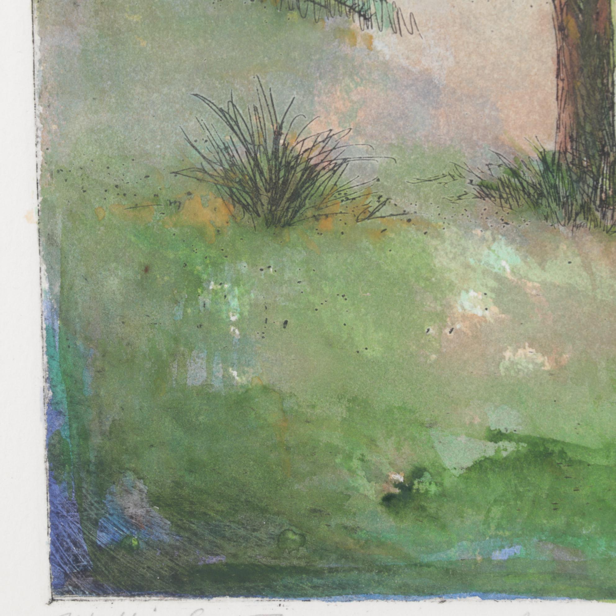 William McCarthy Hand-Colored Intaglio Print "Wallingford Tree", 1994