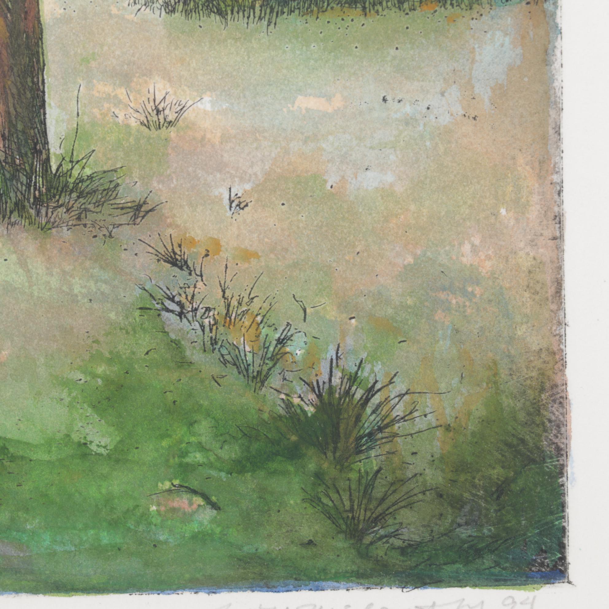 William McCarthy Hand-Colored Intaglio Print "Wallingford Tree", 1994