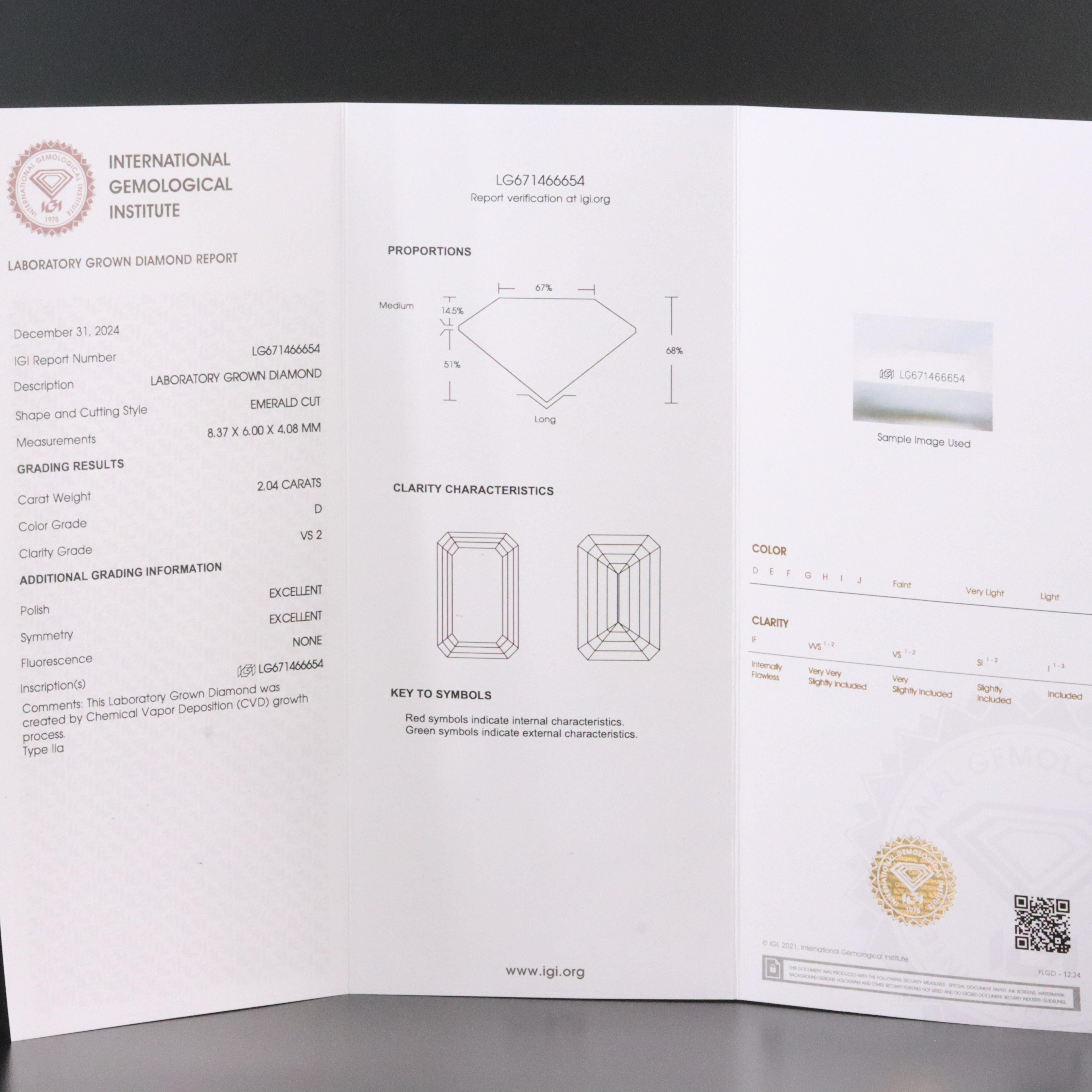 18K 2.04 Lab Grown Diamond Pendant with IGI Report