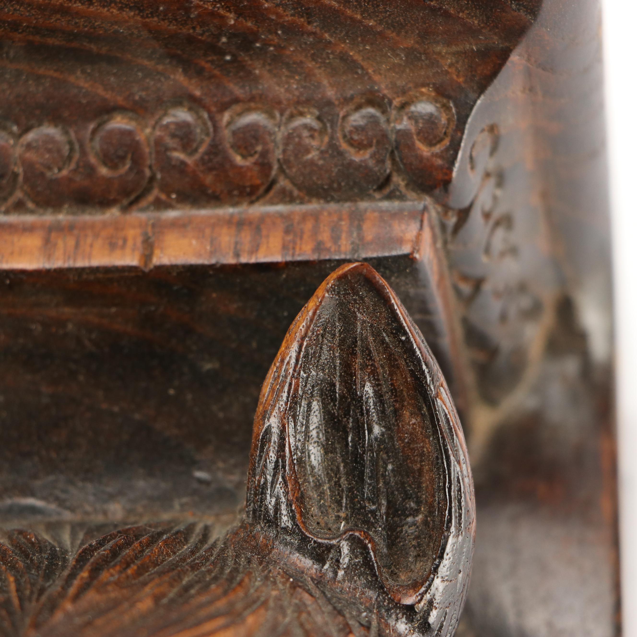 Black Forest Style Hand-Carved Wooden Wolf Head Corbel Shelf