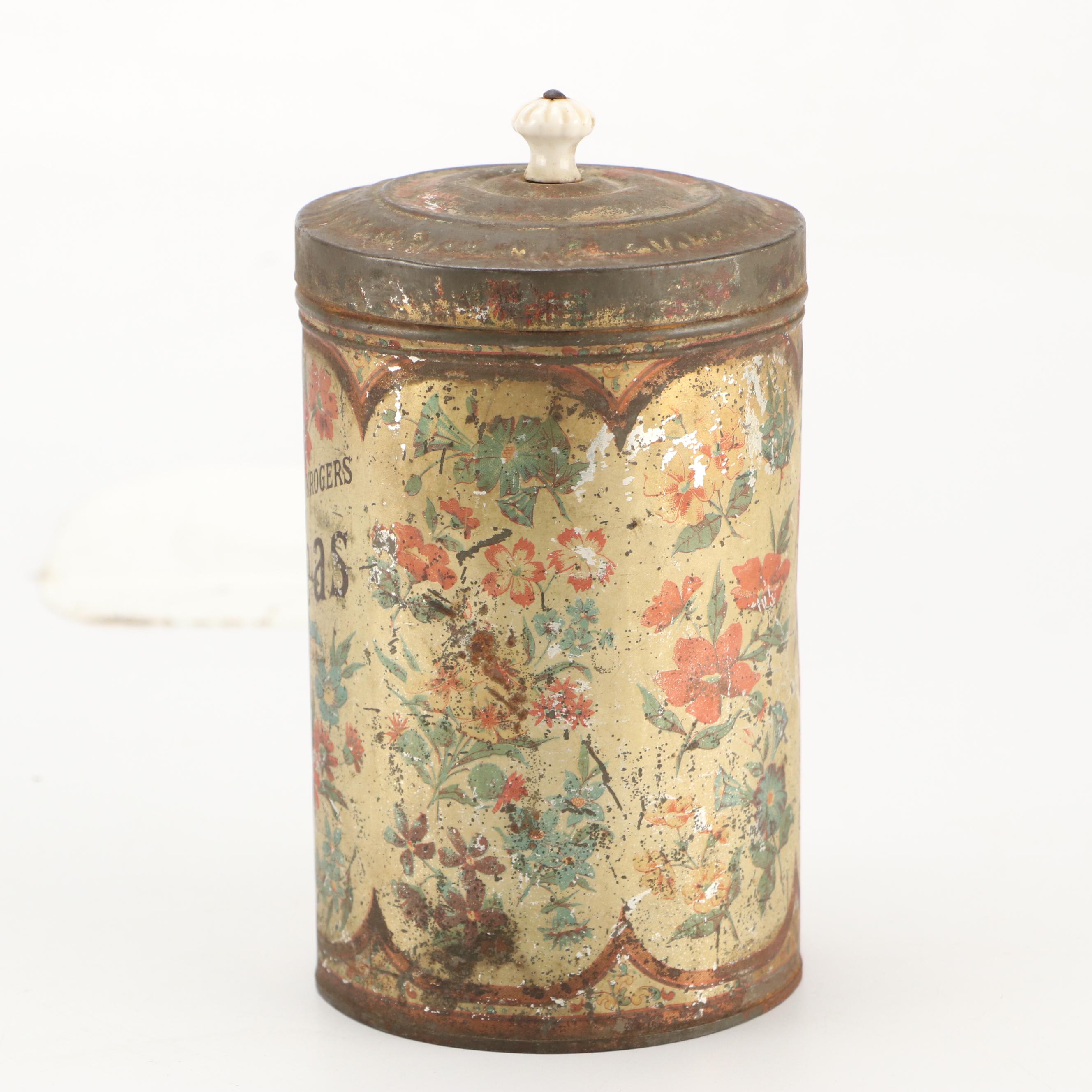 Bernard Heinrich Kroger's Teas Metal Canister, Late 19th Century