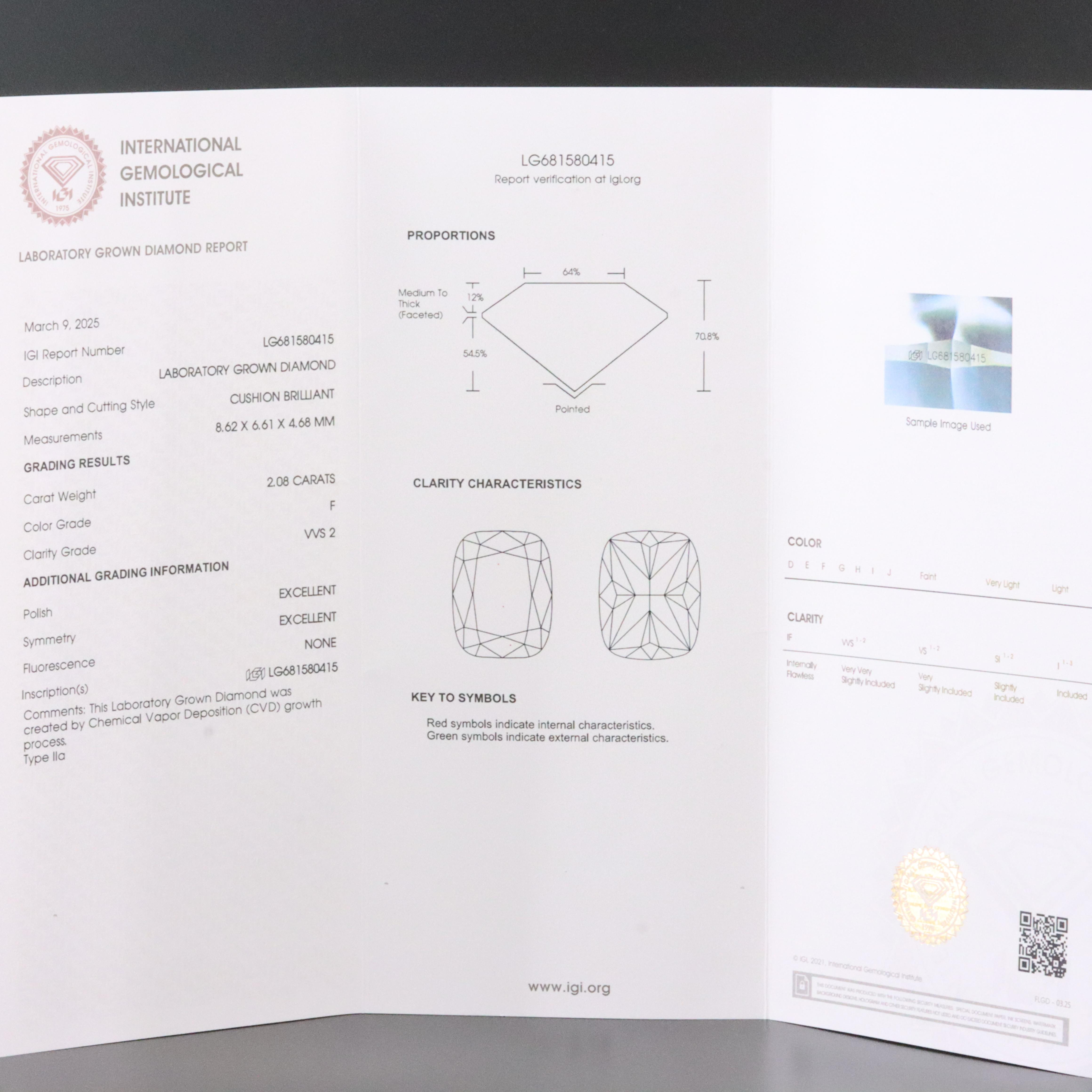 18K 2.08 CT Lab Grown Diamond Pendant with IGI Report