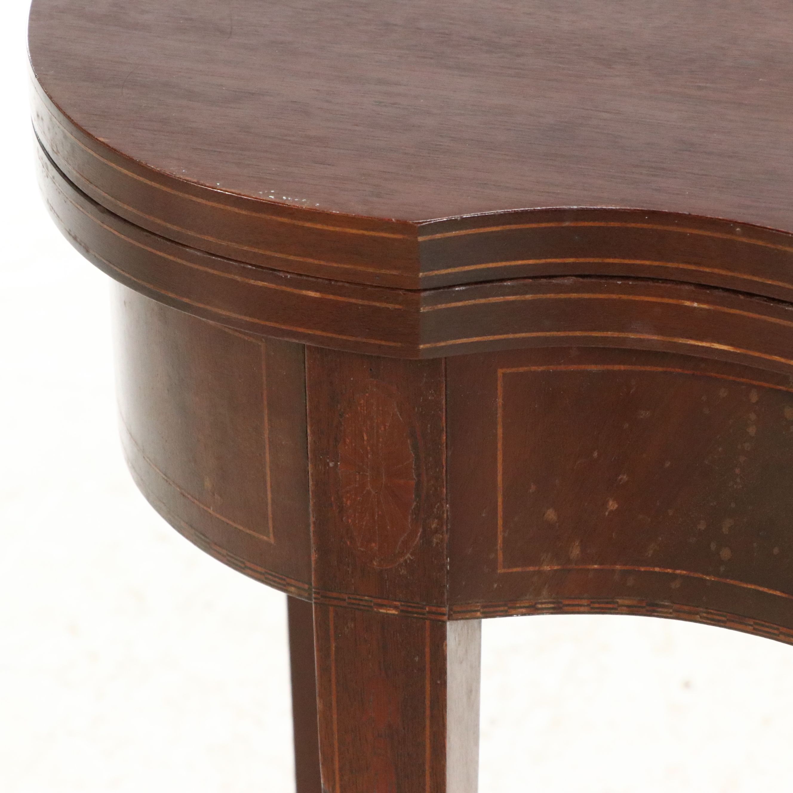 Sheraton Style Inlaid Mahogany Flip-Top Games Table, Early to Mid-20th Century