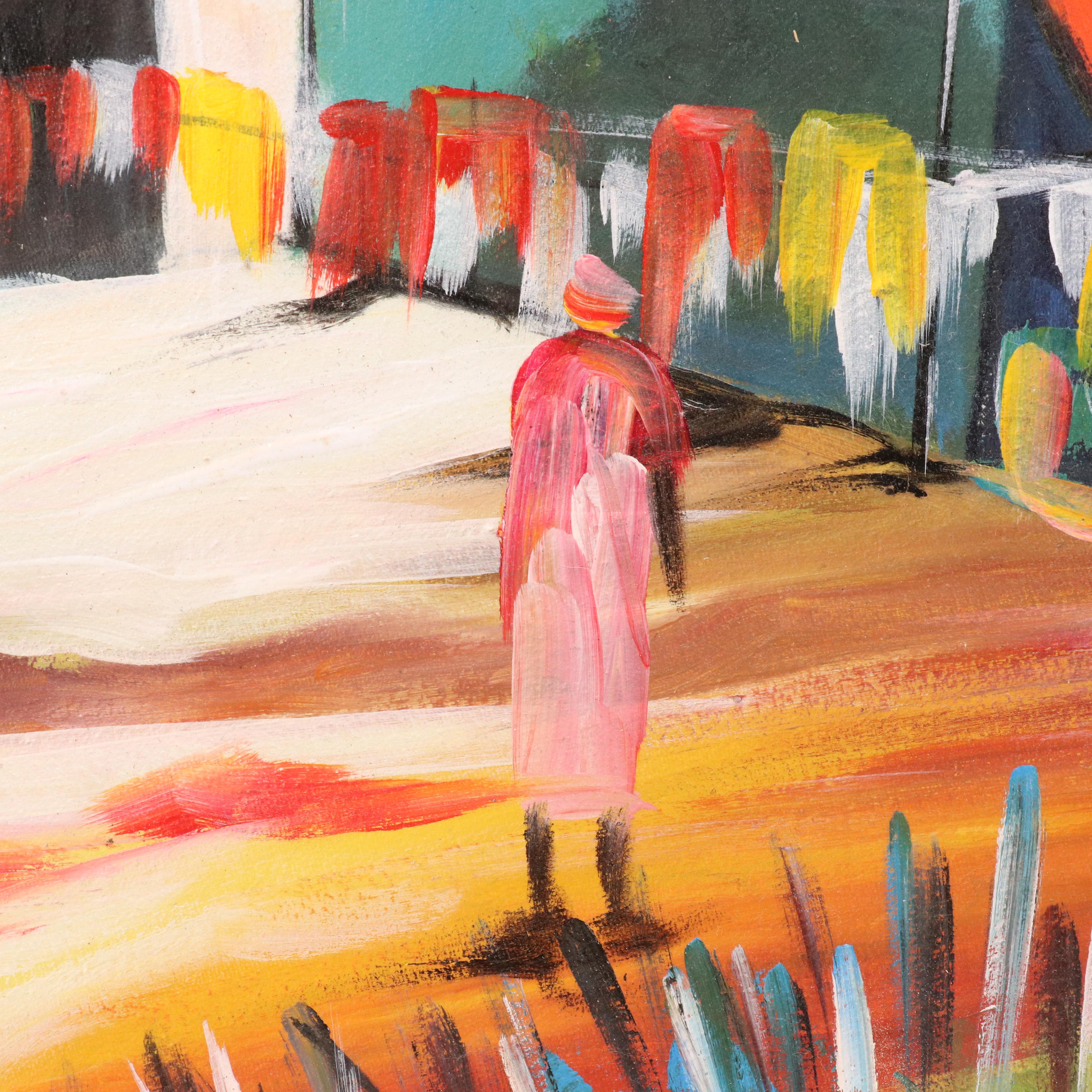 Bayo Ogundele Stylized Oil Painting "Modern City," 2025