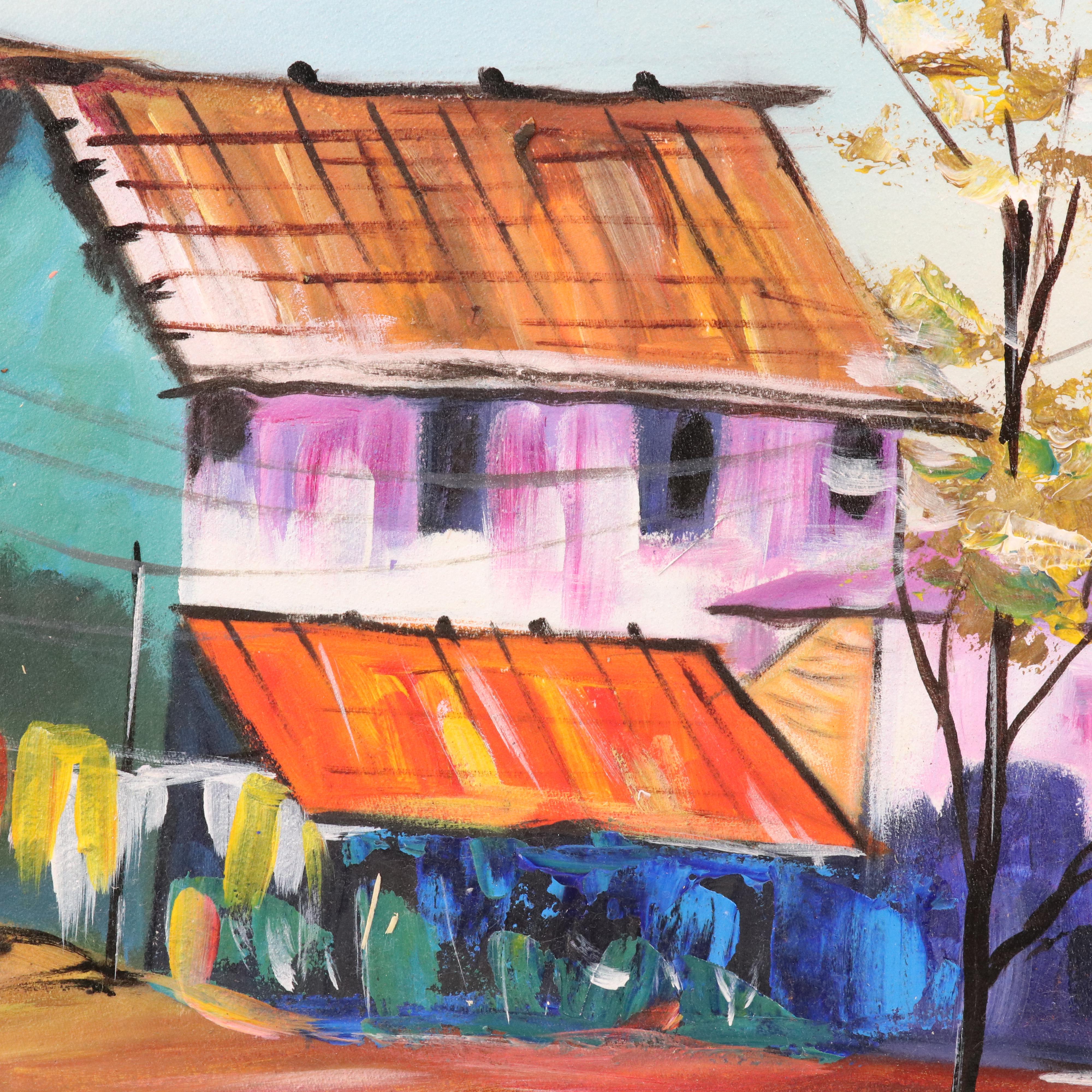 Bayo Ogundele Stylized Oil Painting "Modern City," 2025