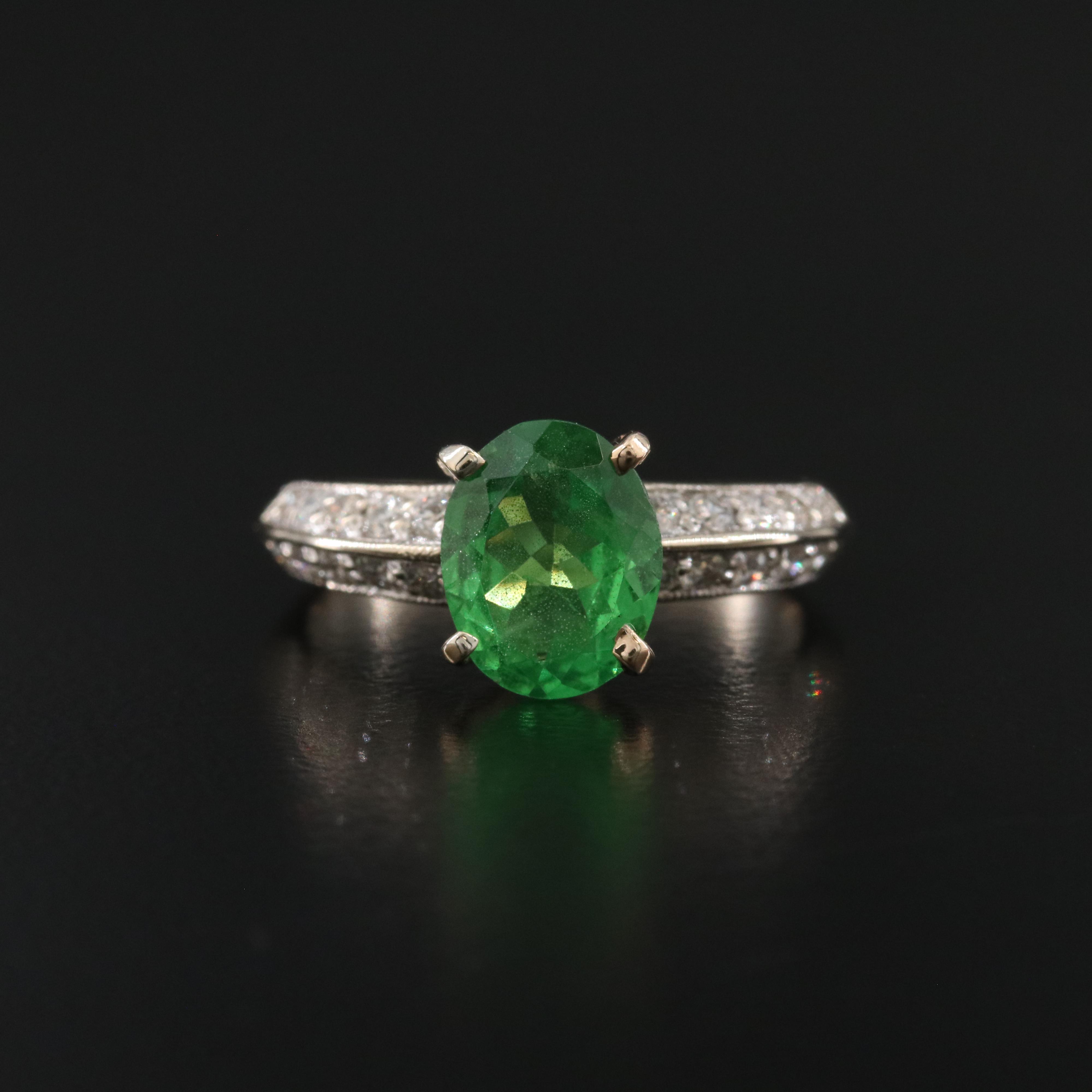 18K 1.59 CT Tsavorite and Diamond Ring