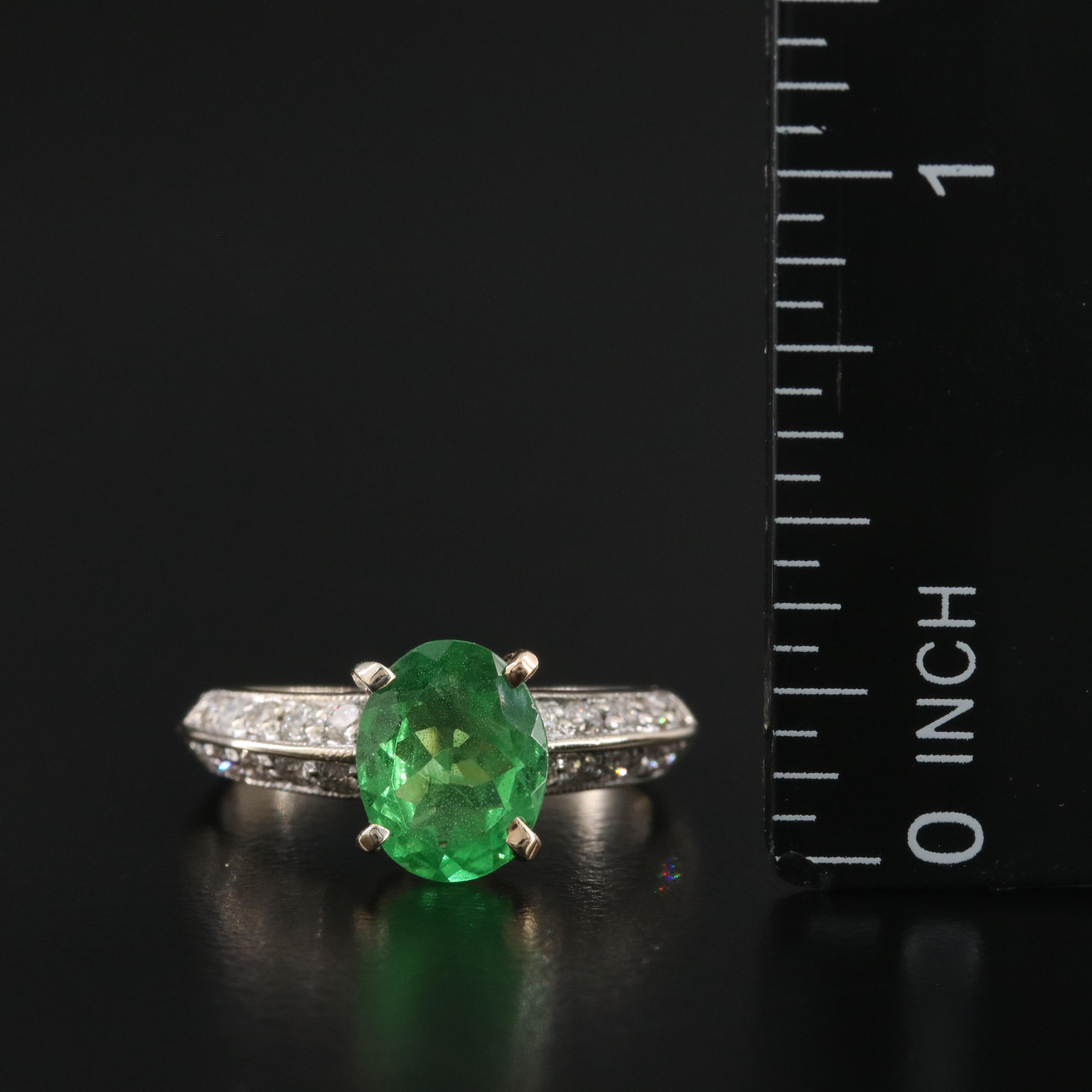 18K 1.59 CT Tsavorite and Diamond Ring