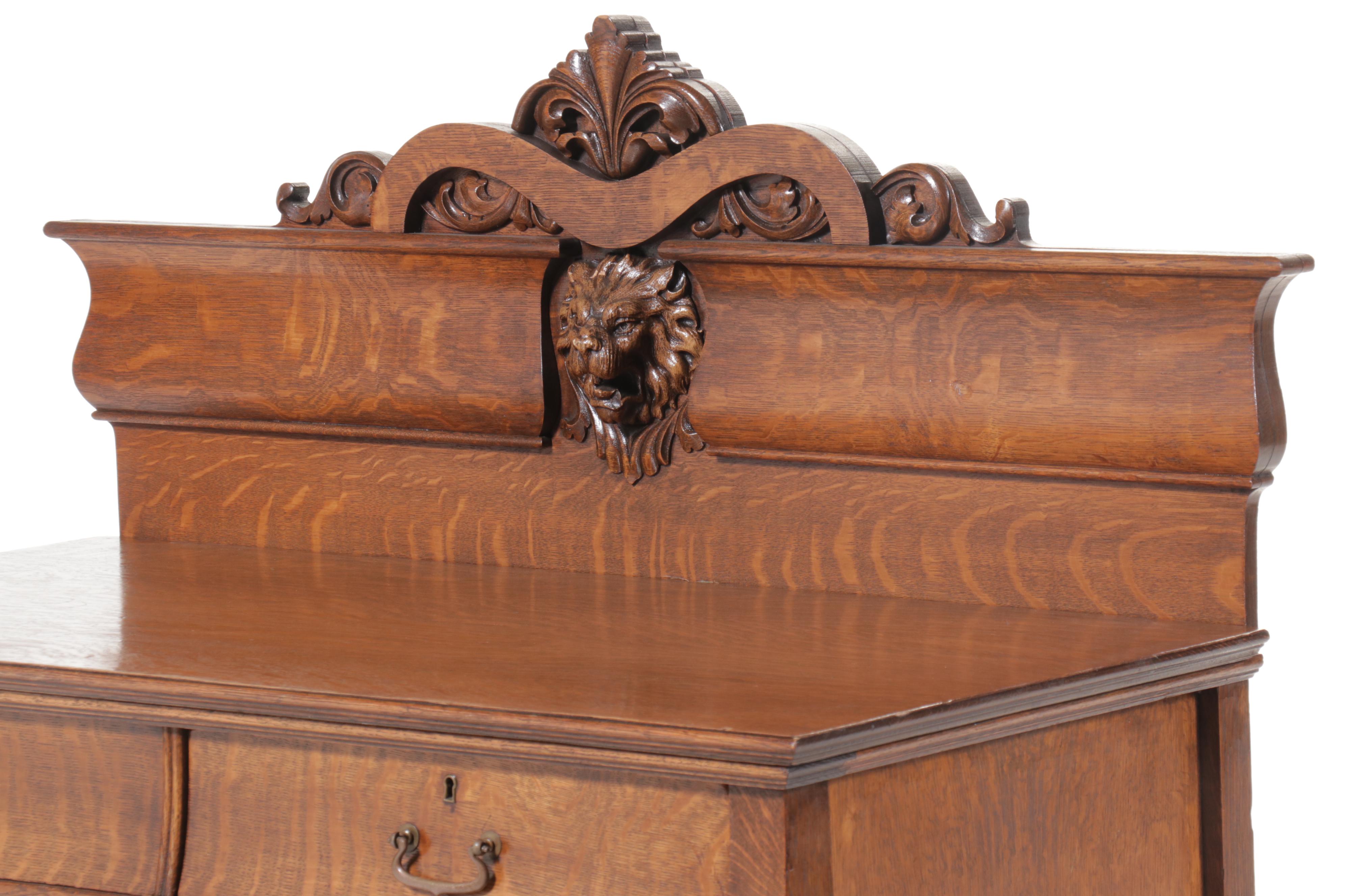 Victorian Carved Quarter Sawn Oak Buffet
