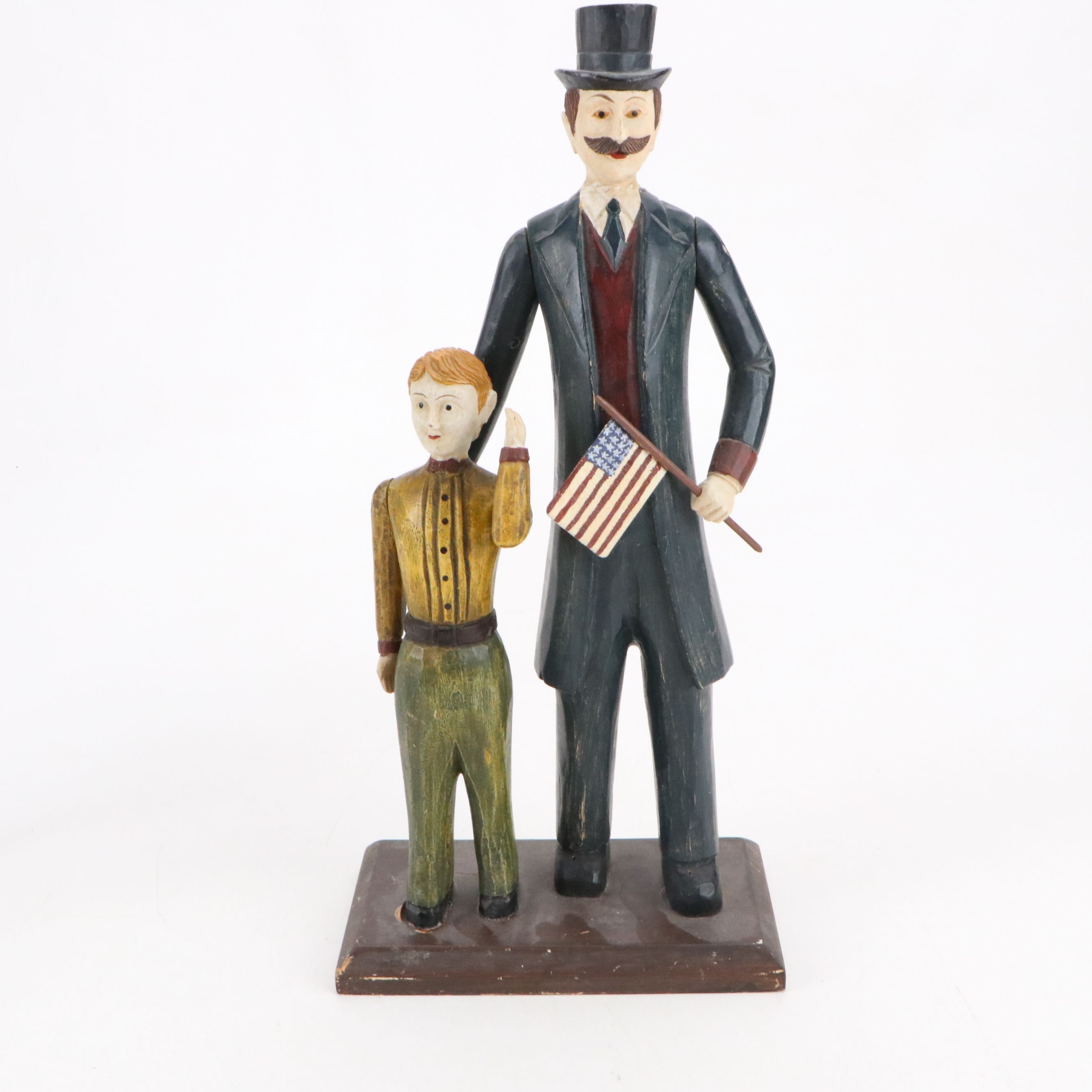 Baroque Style Wooden Cage Doll with Other Figurines and Sculpture