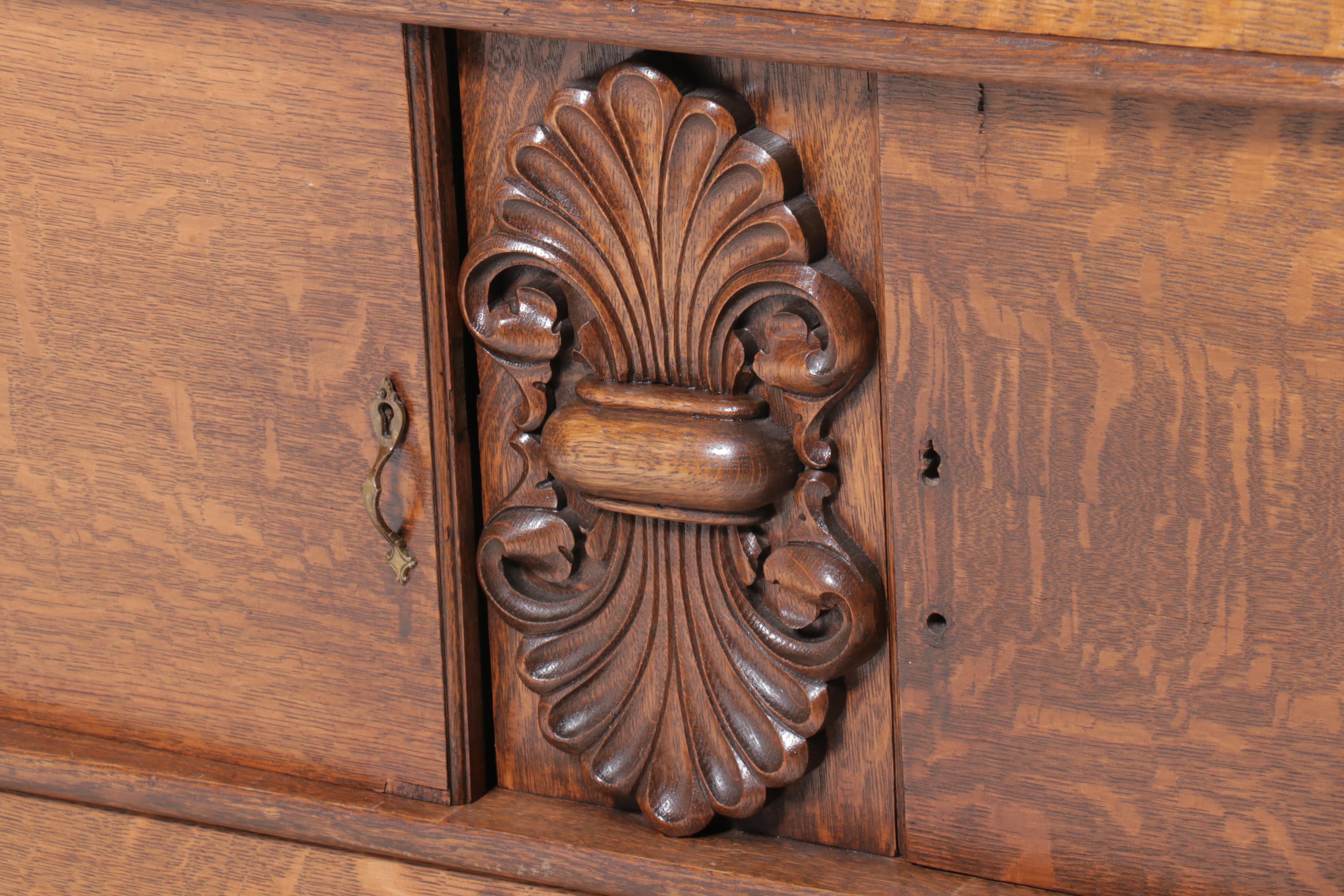 Victorian Carved Quarter Sawn Oak Buffet