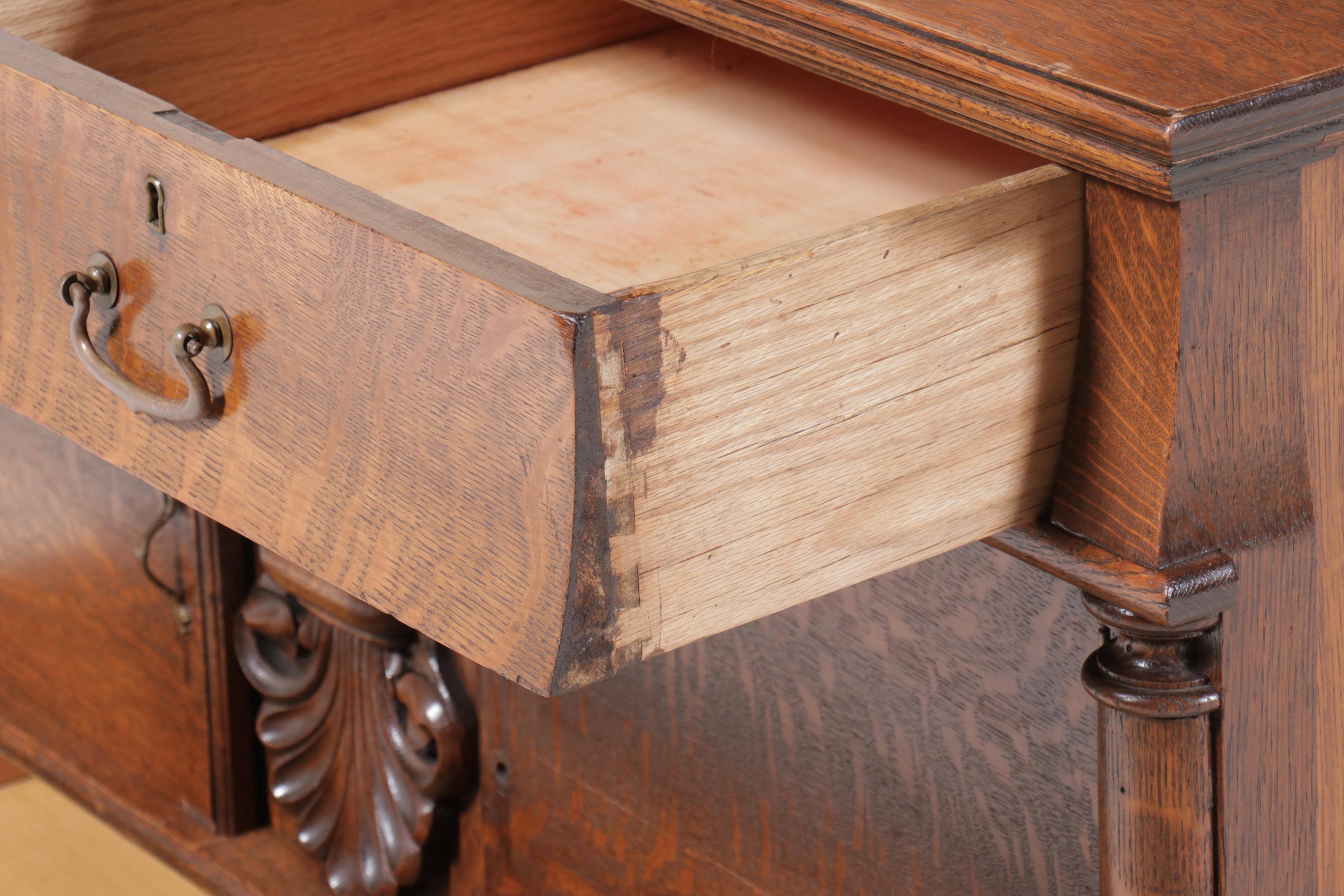 Victorian Carved Quarter Sawn Oak Buffet